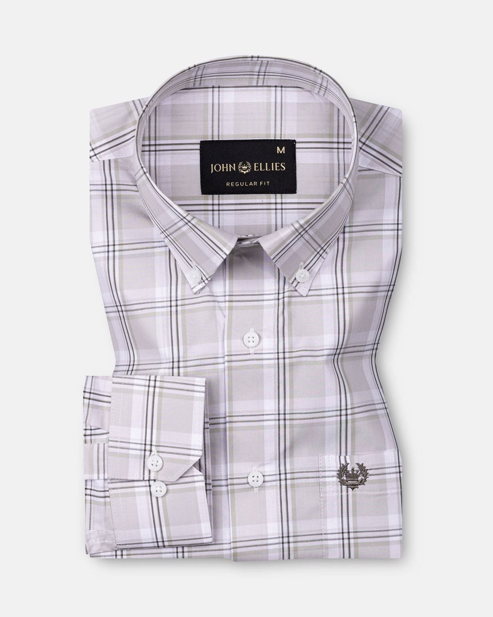 Gogh Beige Check Button Down Cotton Shirt
