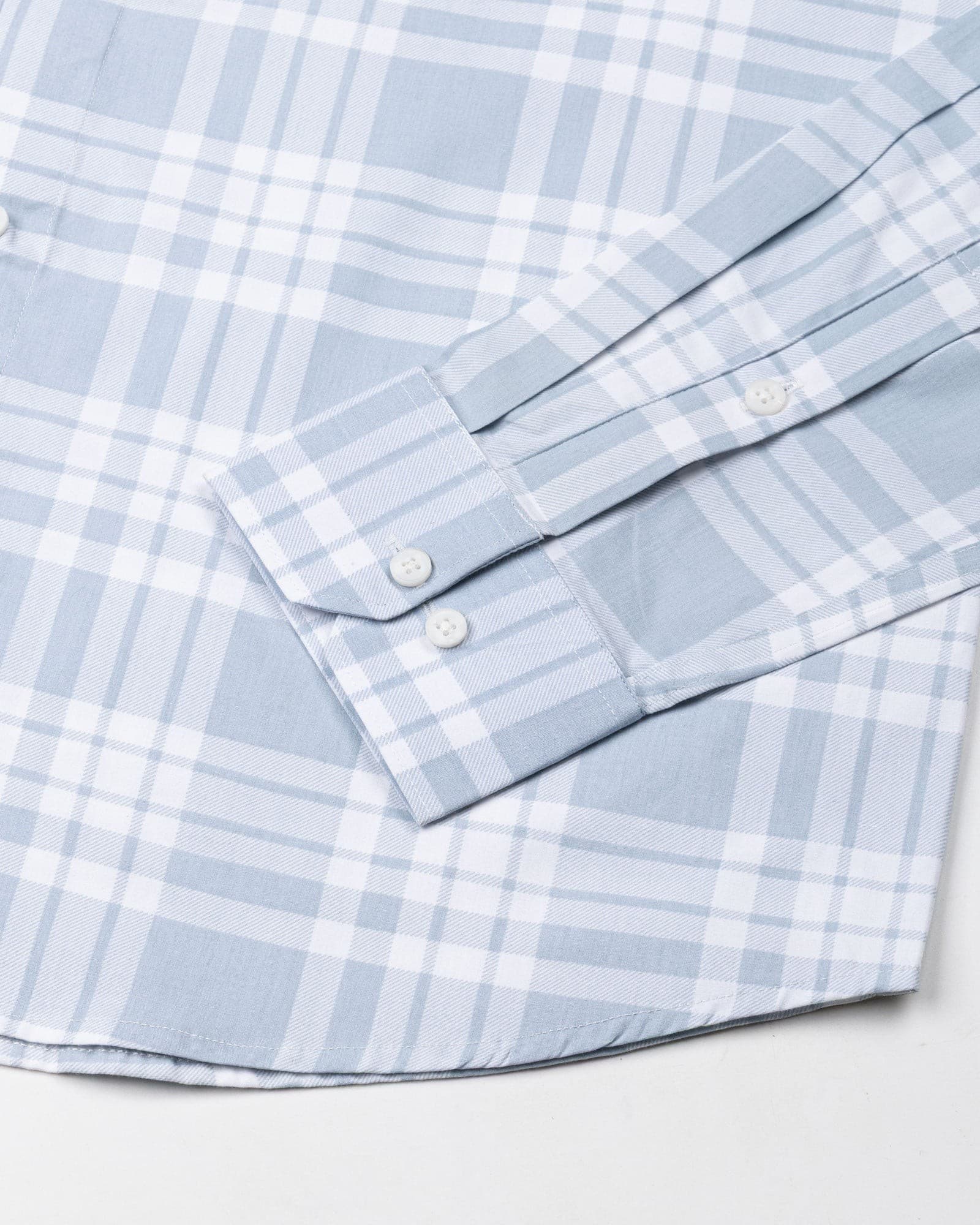 Gogh Steel Blue Check Button Down Cotton Shirt