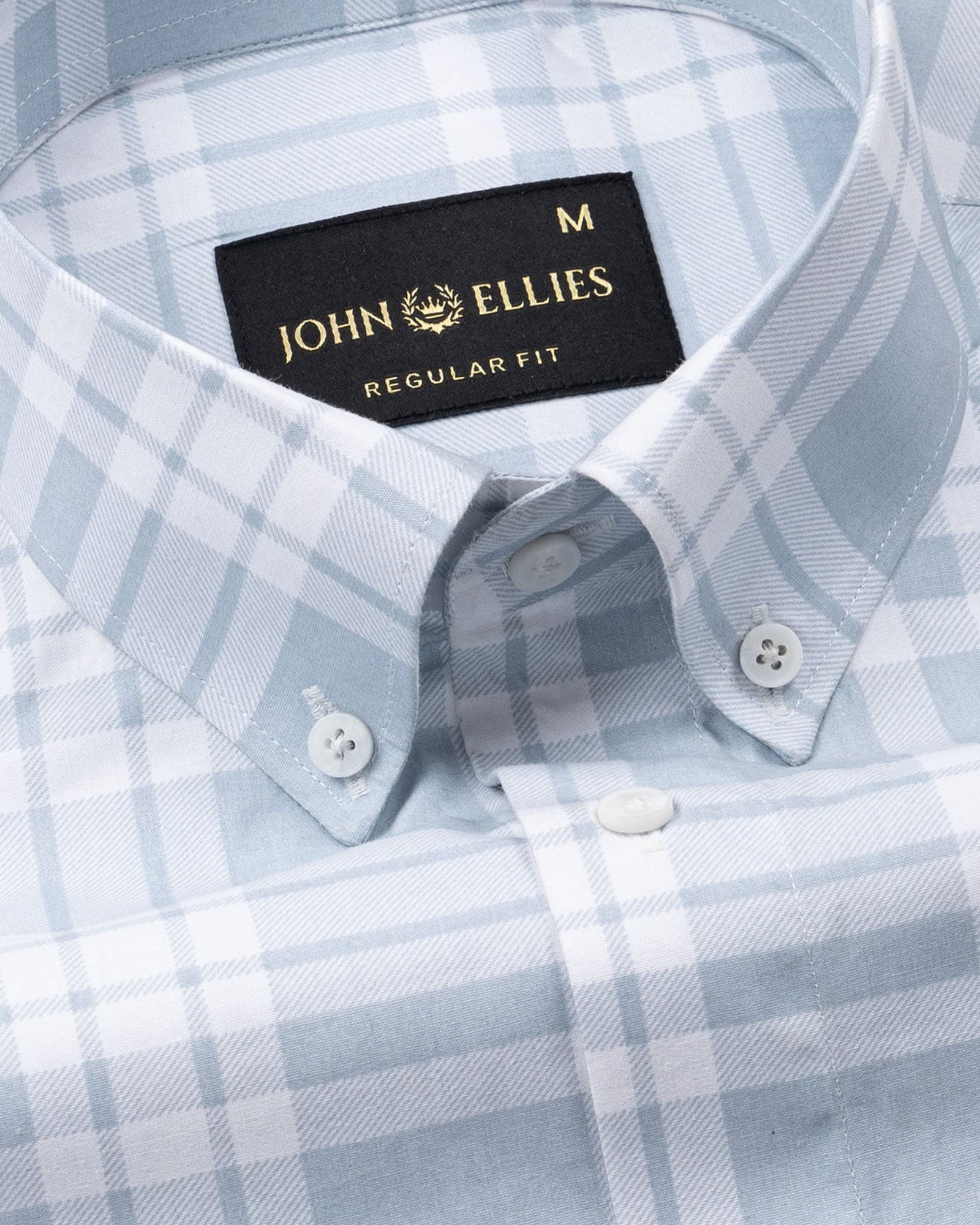 Gogh Steel Blue Check Button Down Cotton Shirt