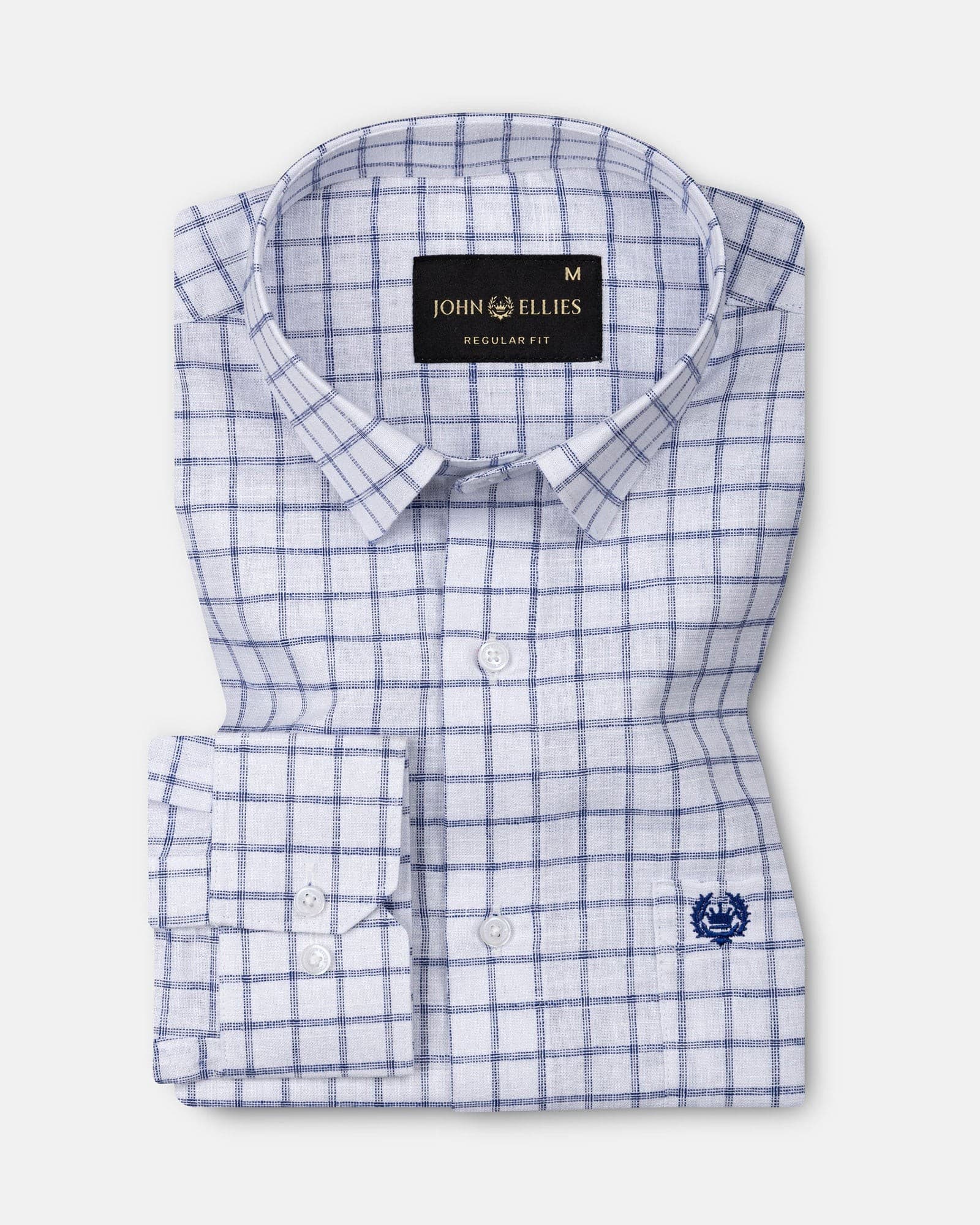 Miles Navy Blue Check Linen Shirt
