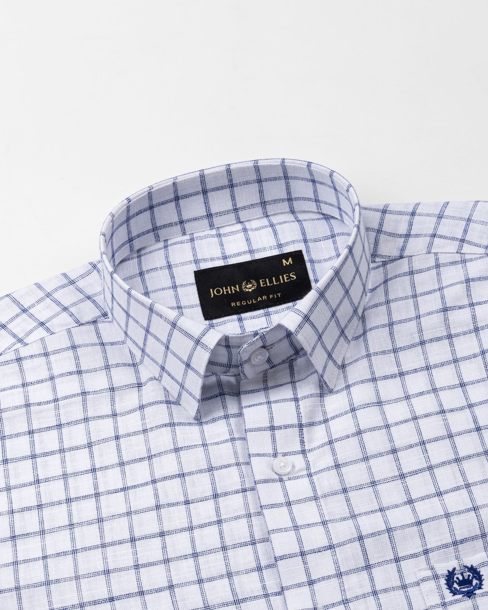 Miles Navy Blue Check Linen Shirt