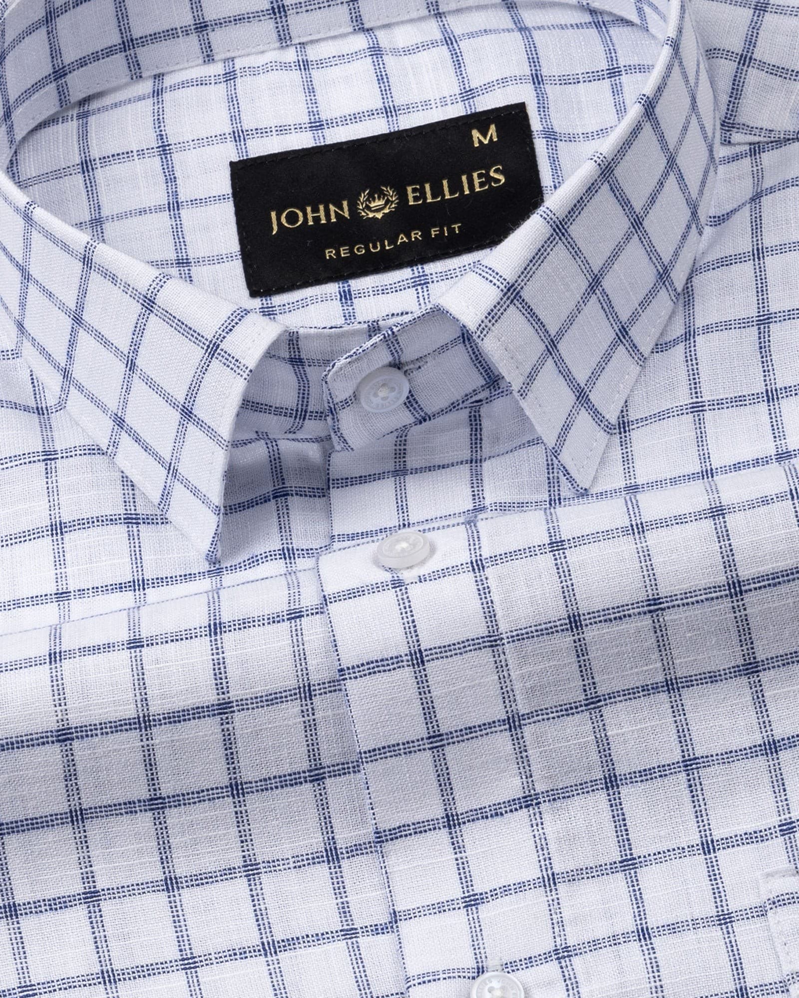 Miles Navy Blue Check Linen Shirt