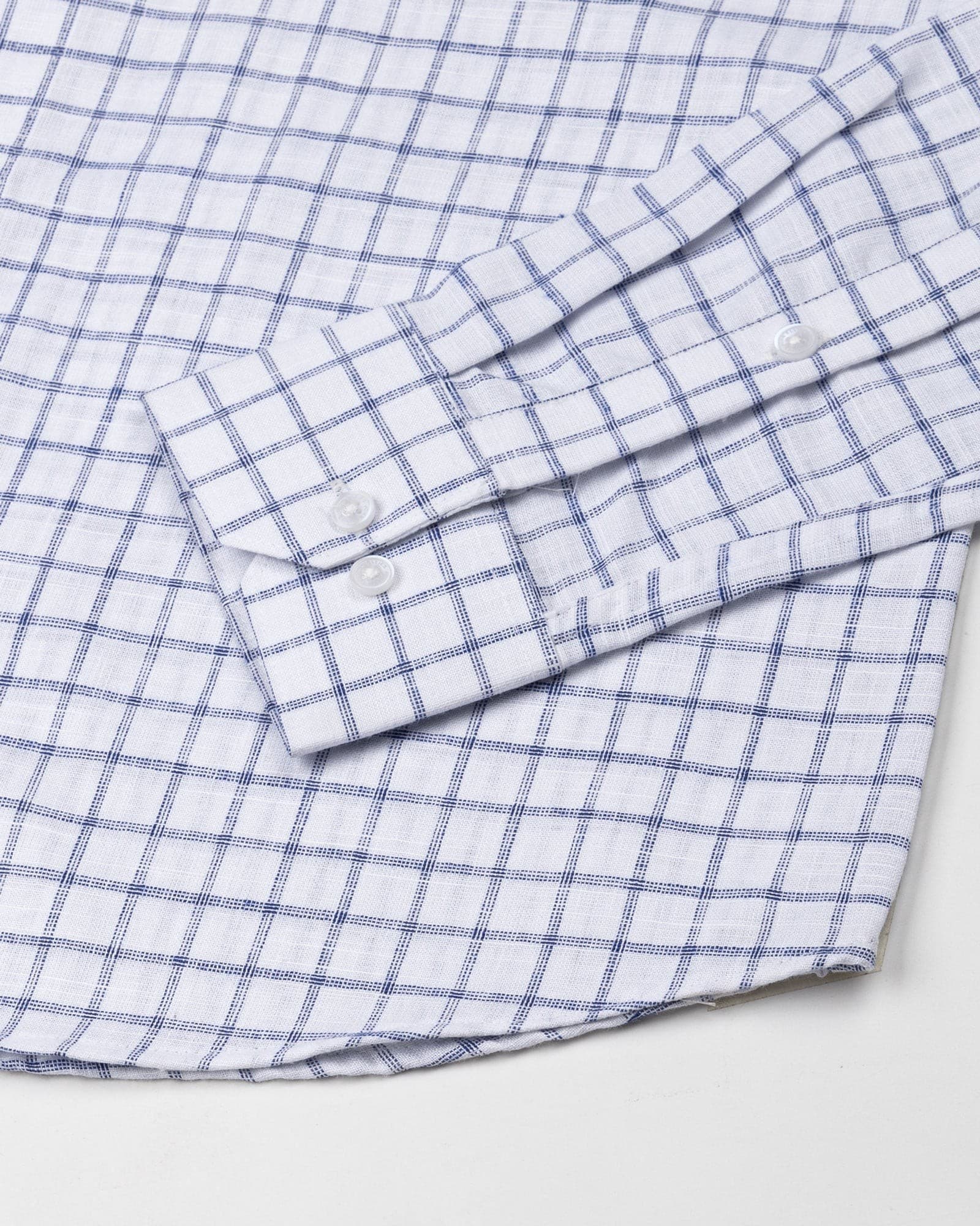 Miles Navy Blue Check Linen Shirt