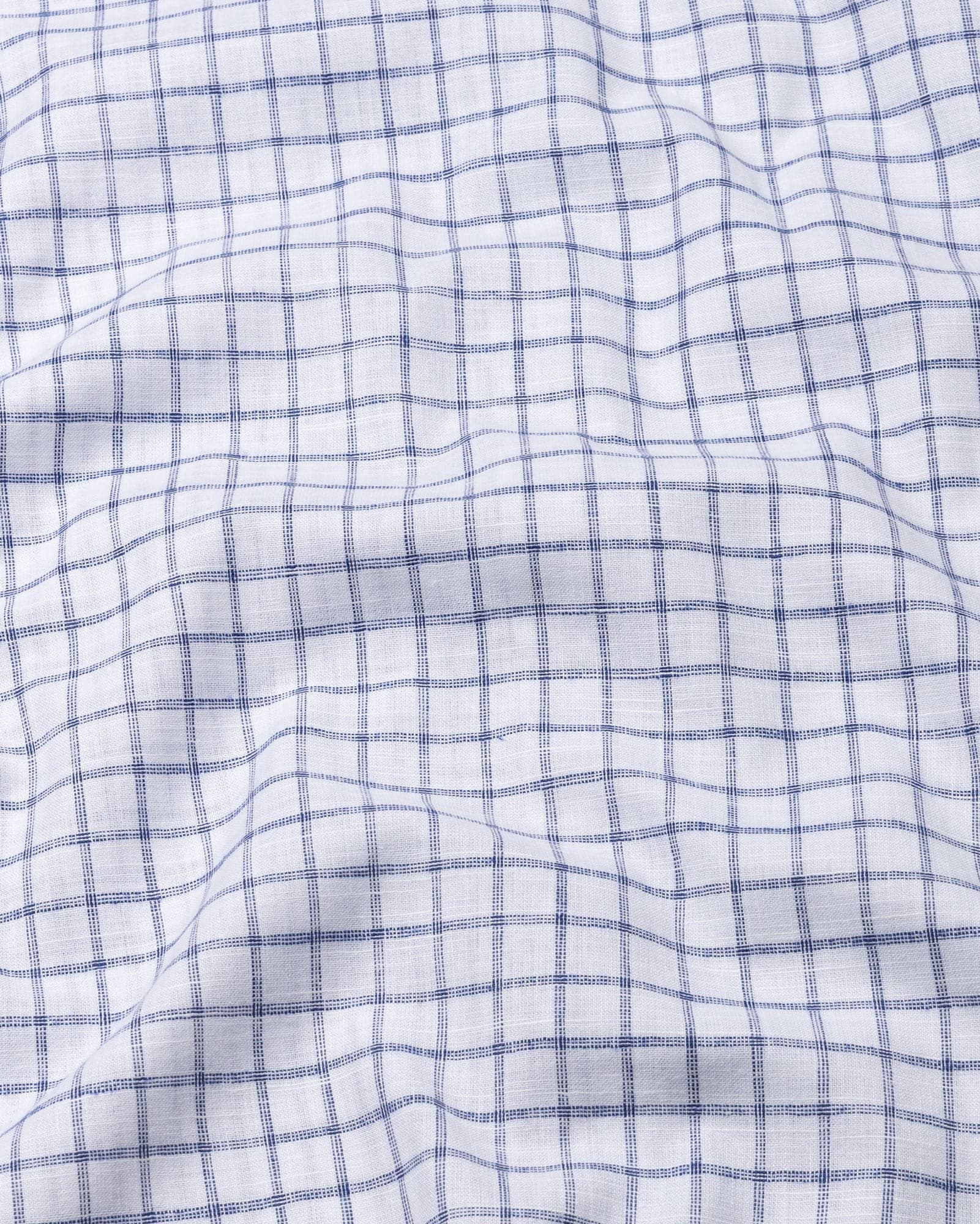 Miles Navy Blue Check Linen Shirt