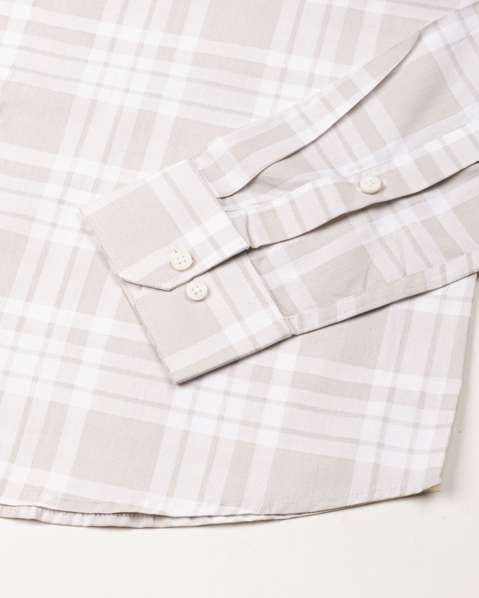Gogh Cream Check Button Down Cotton Shirt