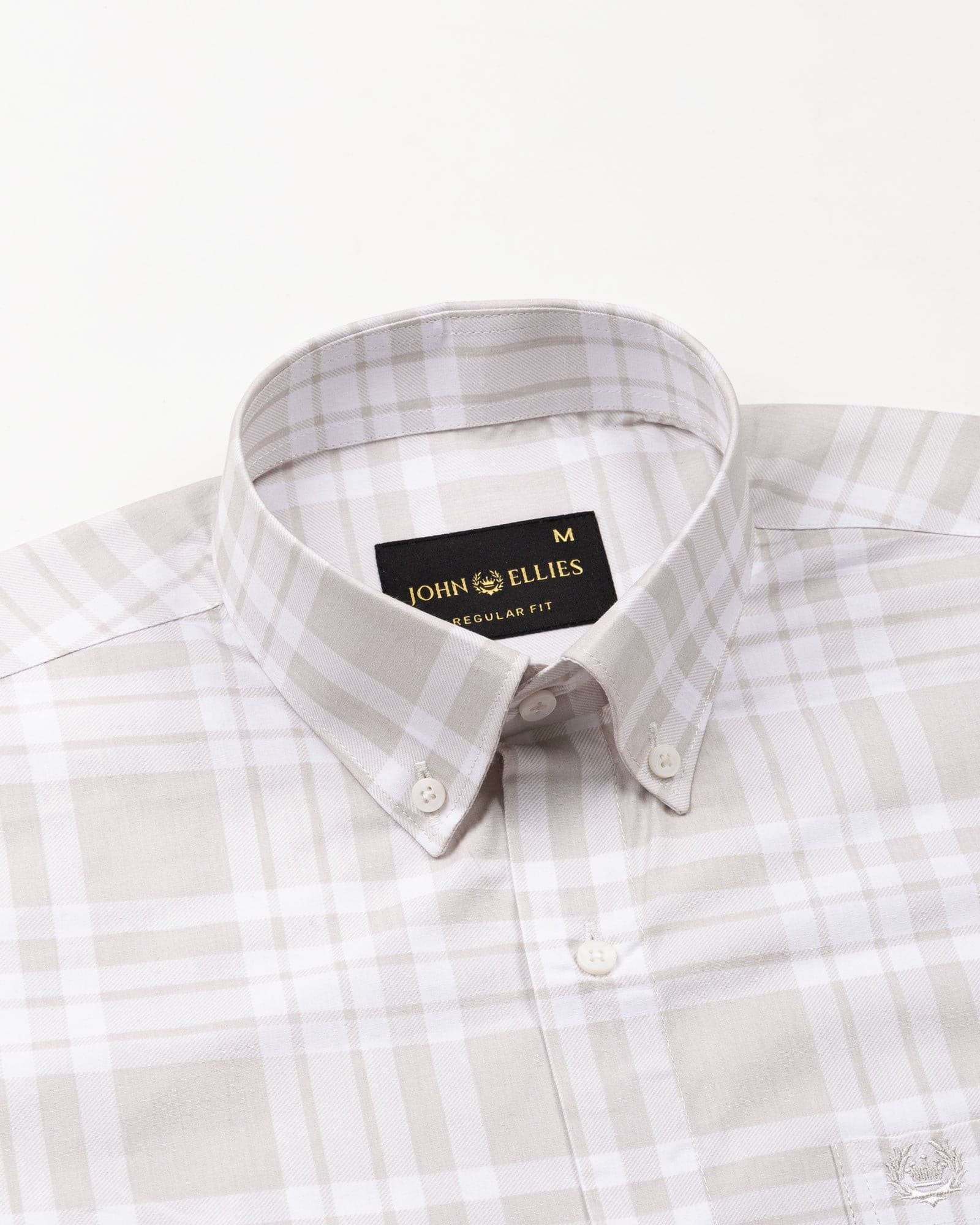 Gogh Cream Check Button Down Cotton Shirt