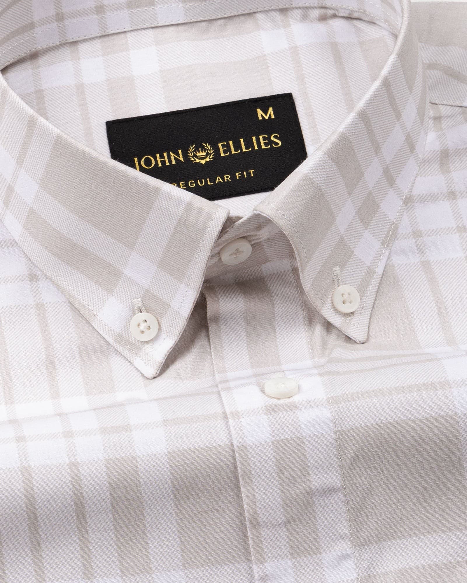 Gogh Cream Check Button Down Cotton Shirt