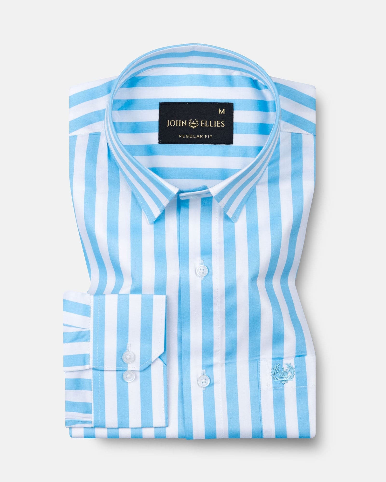 Holend Sky Blue Premium Cotton Stripes Shirt