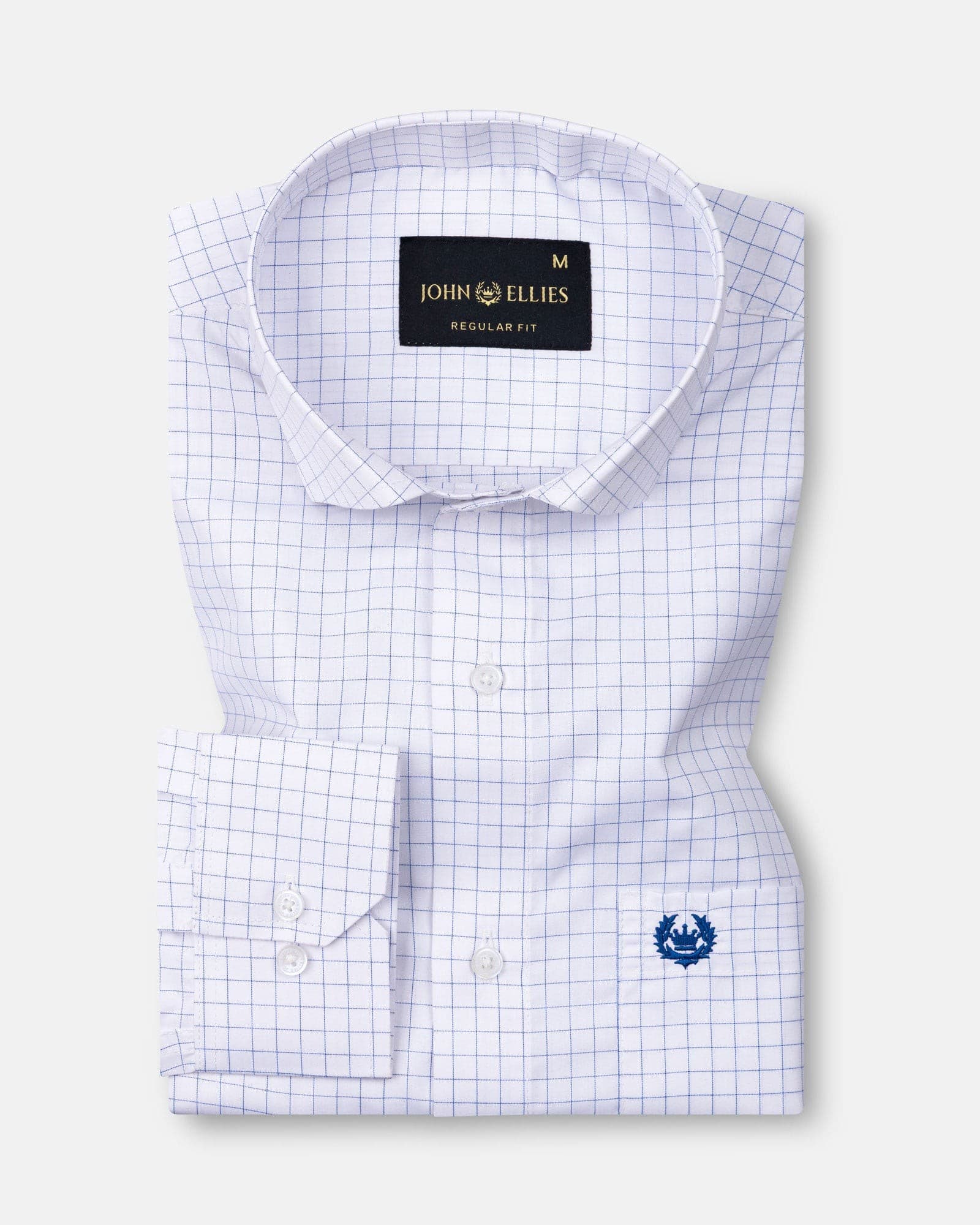 Regals Blue Check Cutaway Cotton Shirt