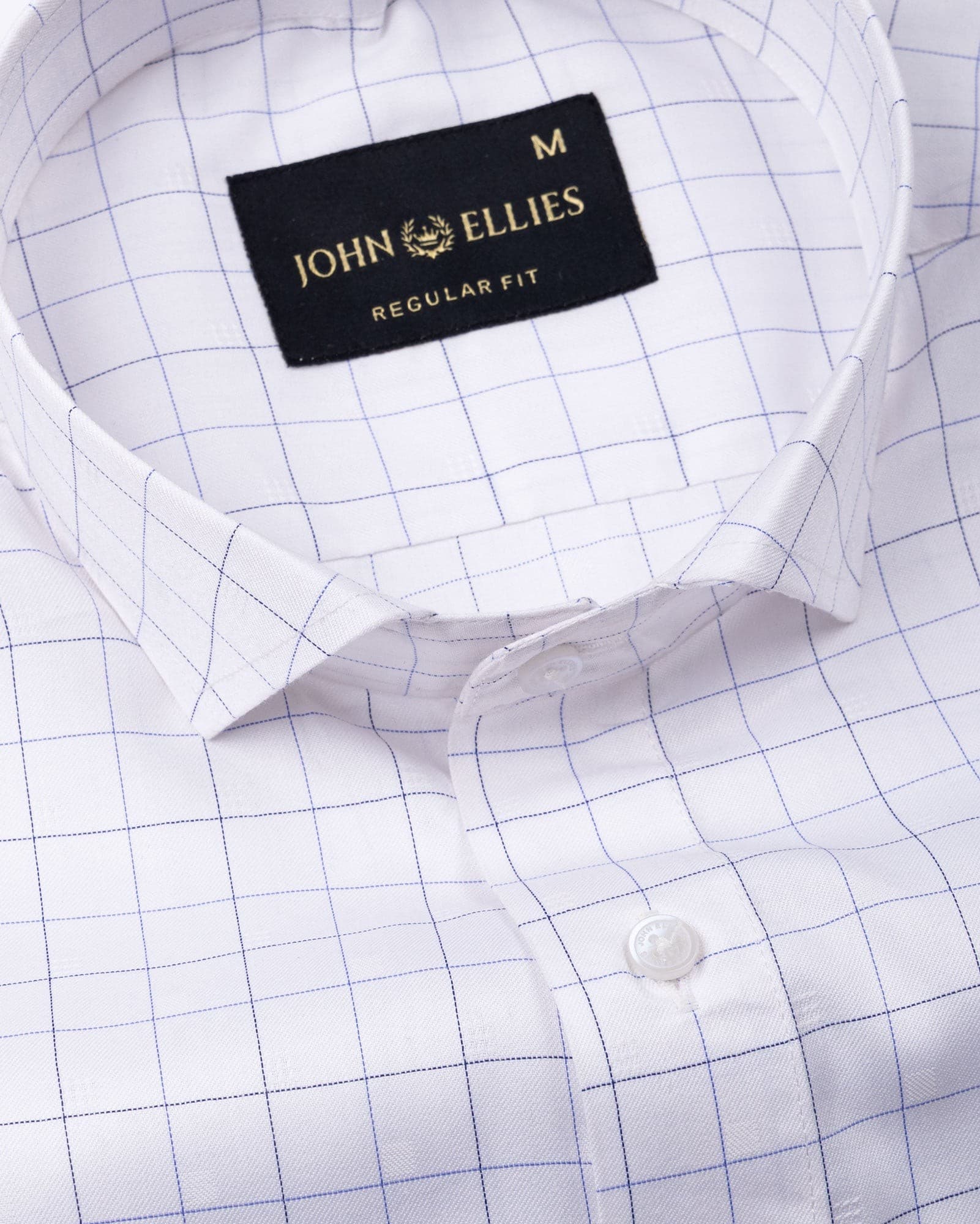 Regals White Check Cutaway Cotton Shirt