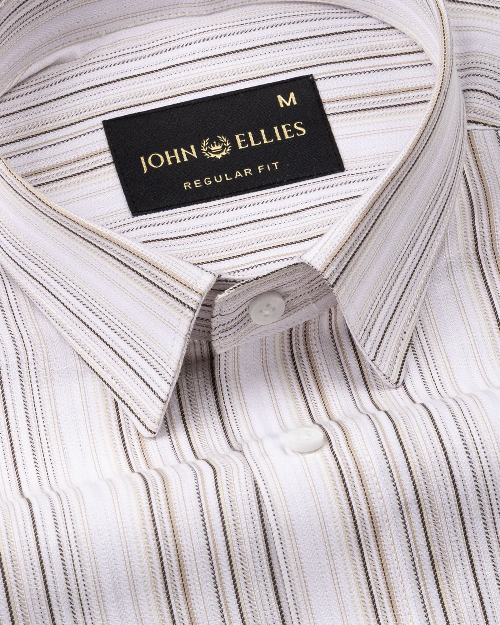 Rownin Brown Cotton Stripes Shirt
