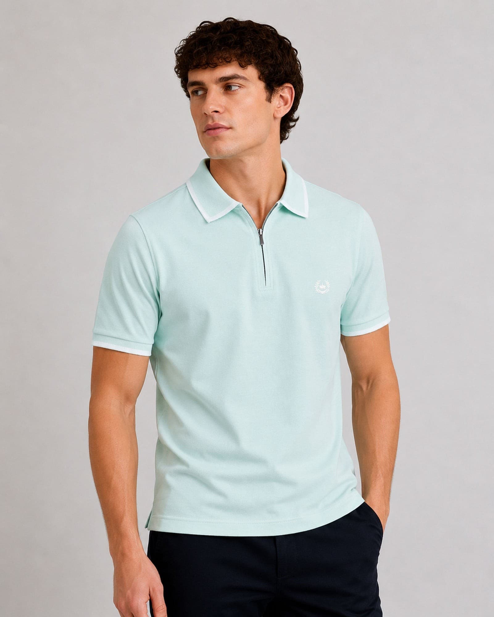 Kord Seafoam Green Cotton Polo T-Shirt