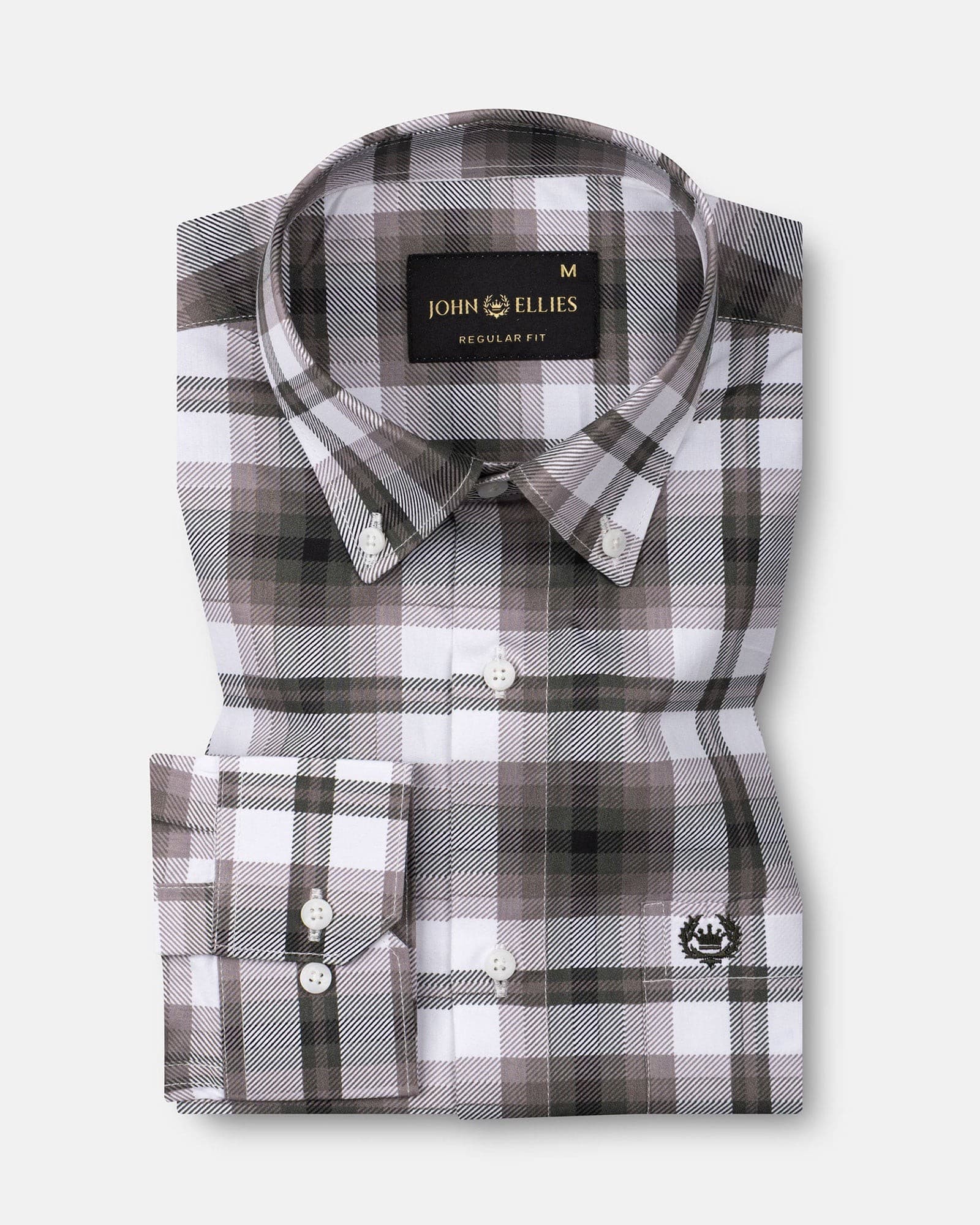 Gogh Brown Check Button Down Cotton Shirt