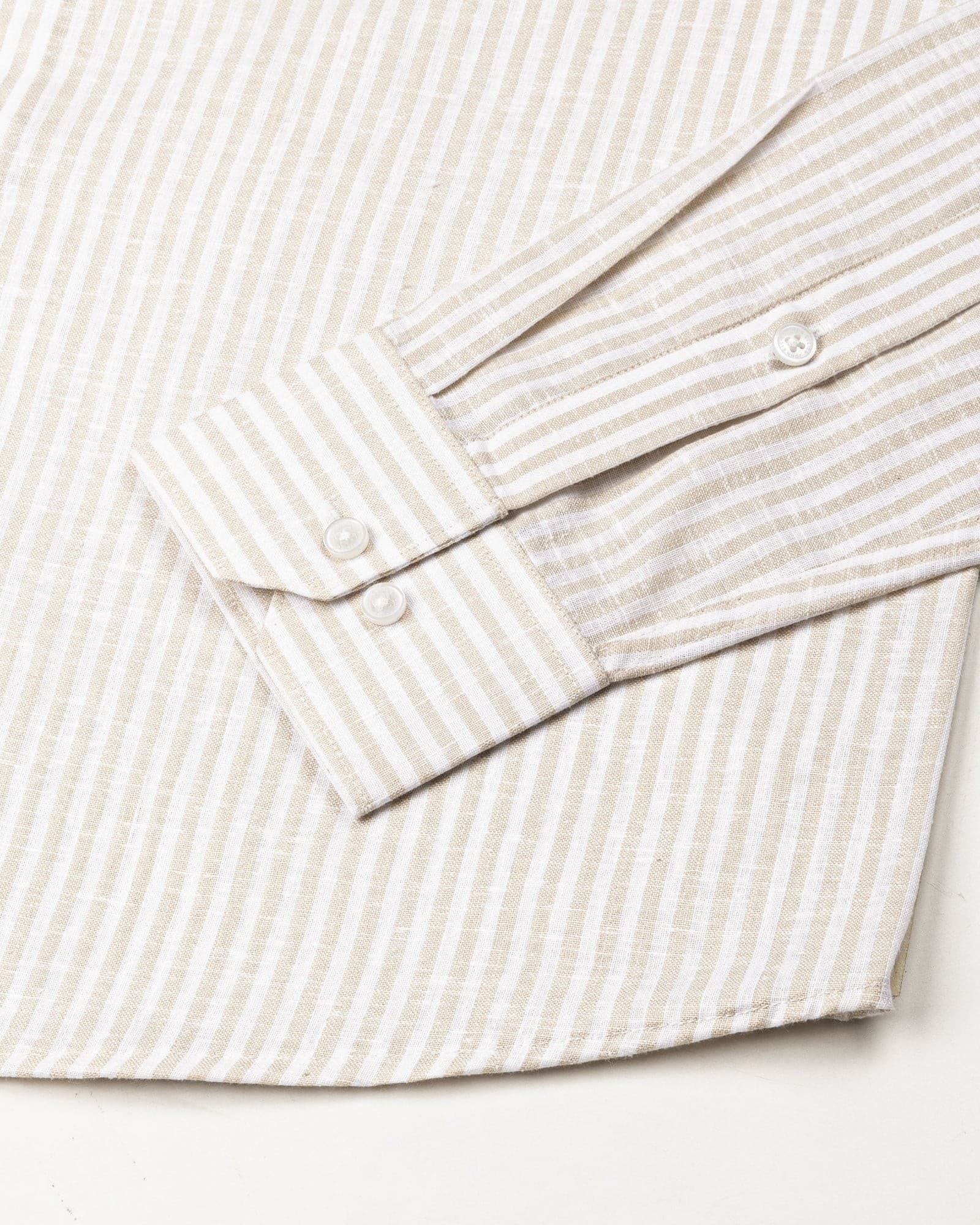 Gion Cream Stripes Linen Shirt