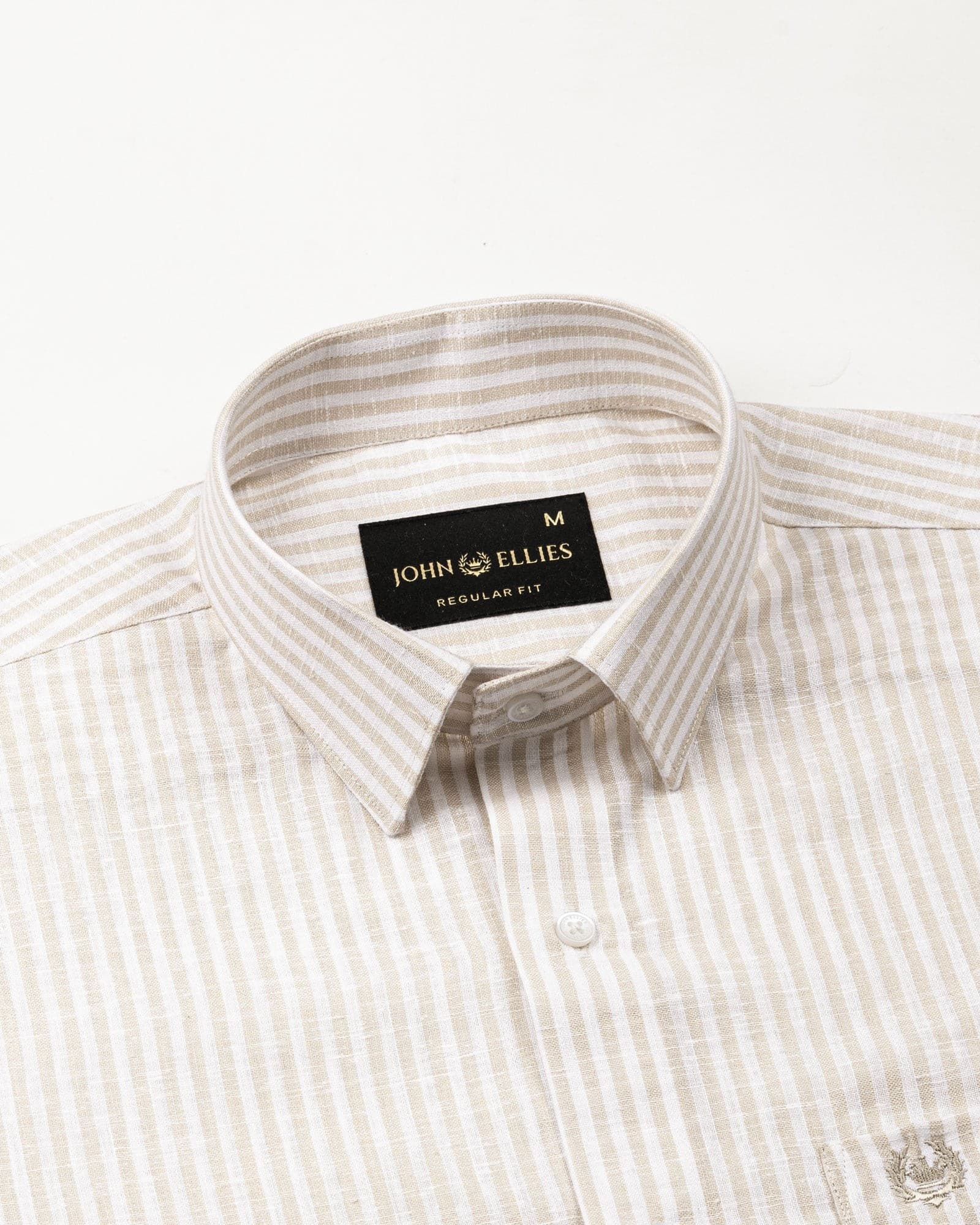 Gion Cream Stripes Linen Shirt