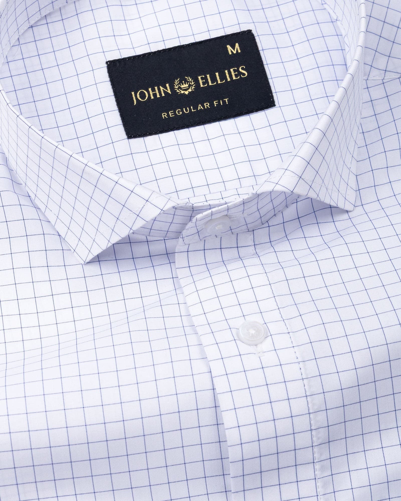 Regals Navy Blue Check Cutaway Cotton Shirt