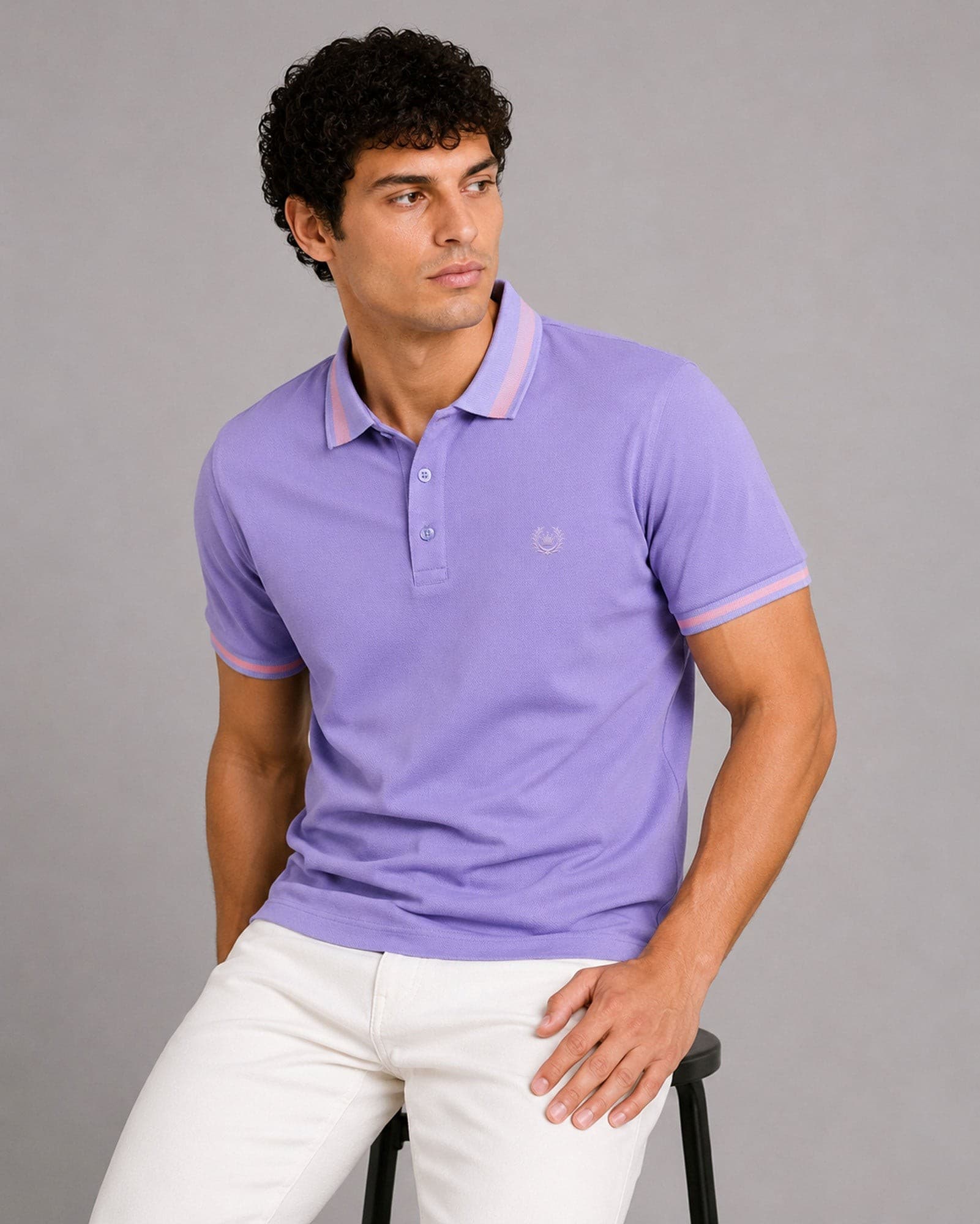 Marfill Lavender Cotton Polo T-Shirt