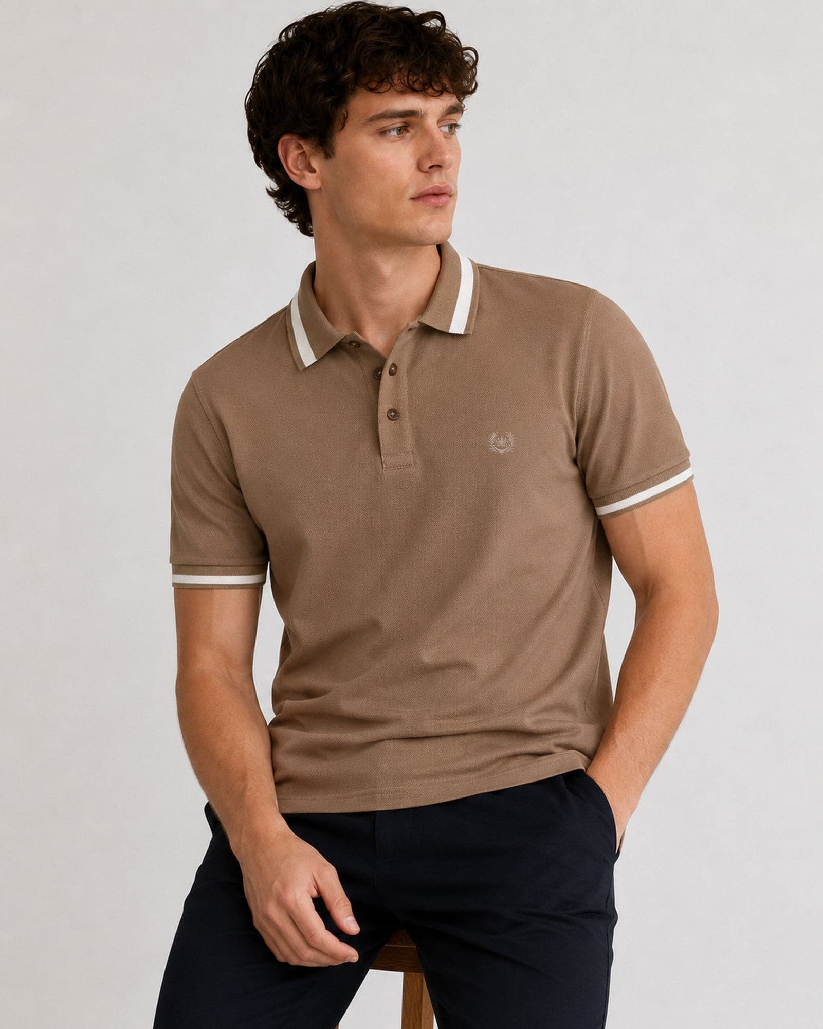 Marfill Brown Cotton Polo T-Shirt