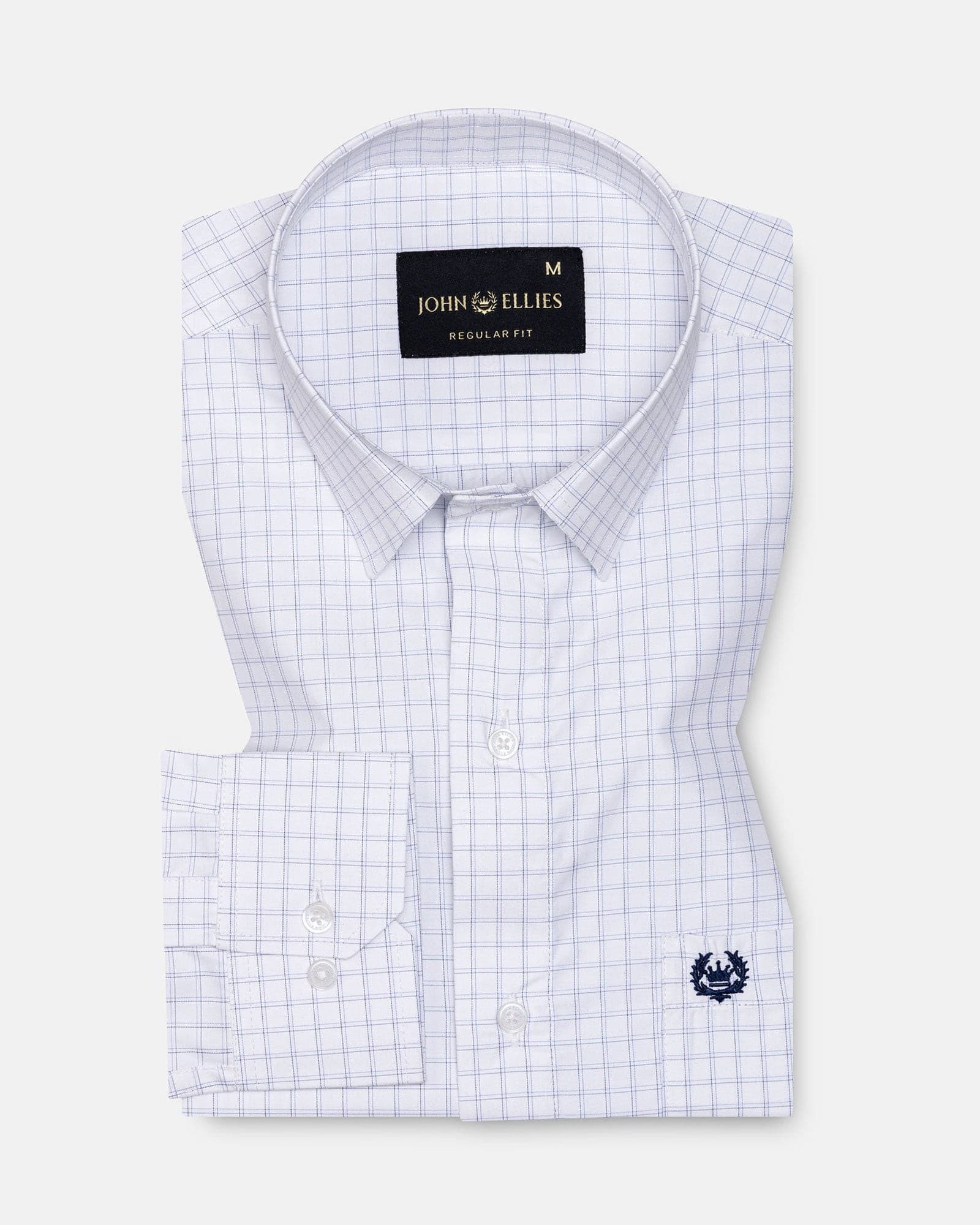 Helston Navy Blue Check Cotton Shirt