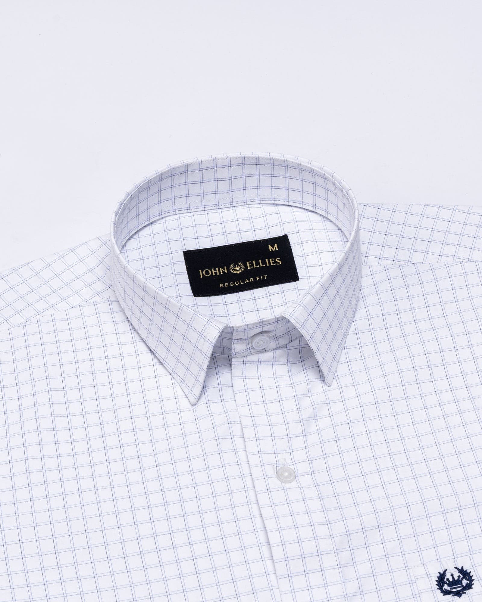 Helston Navy Blue Check Cotton Shirt
