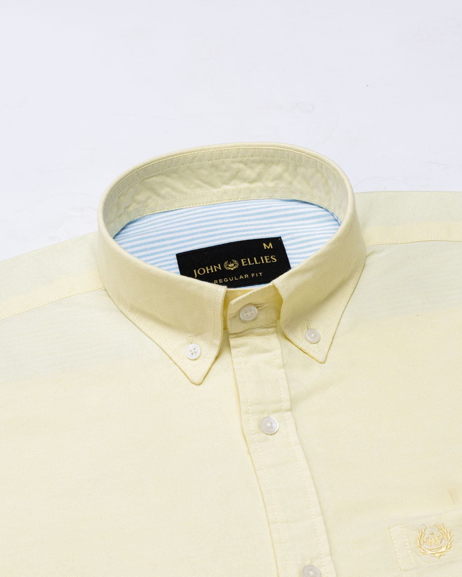 Hicker Yellow Button Down Plain Oxford Cotton Shirt