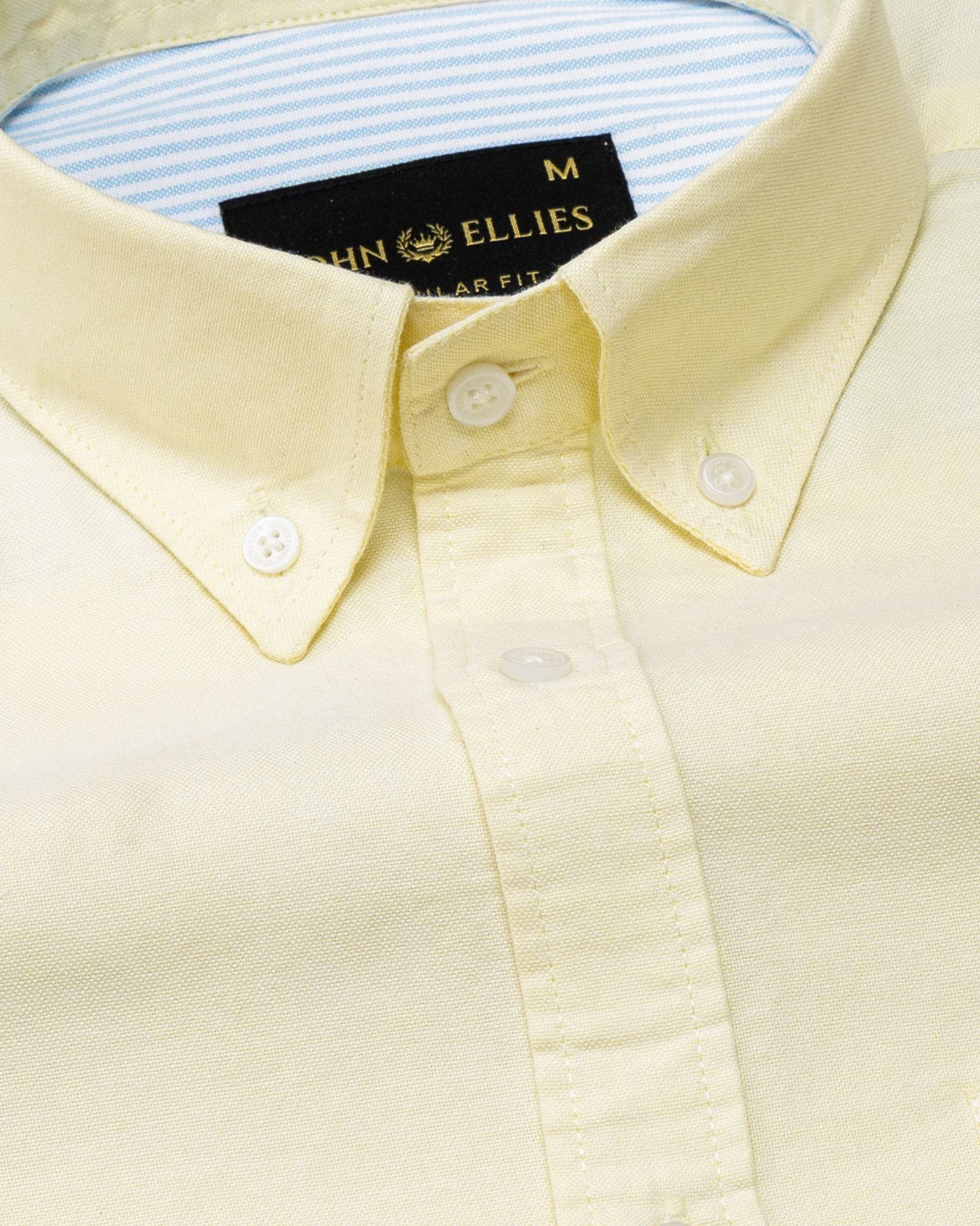 Hicker Yellow Button Down Plain Oxford Cotton Shirt