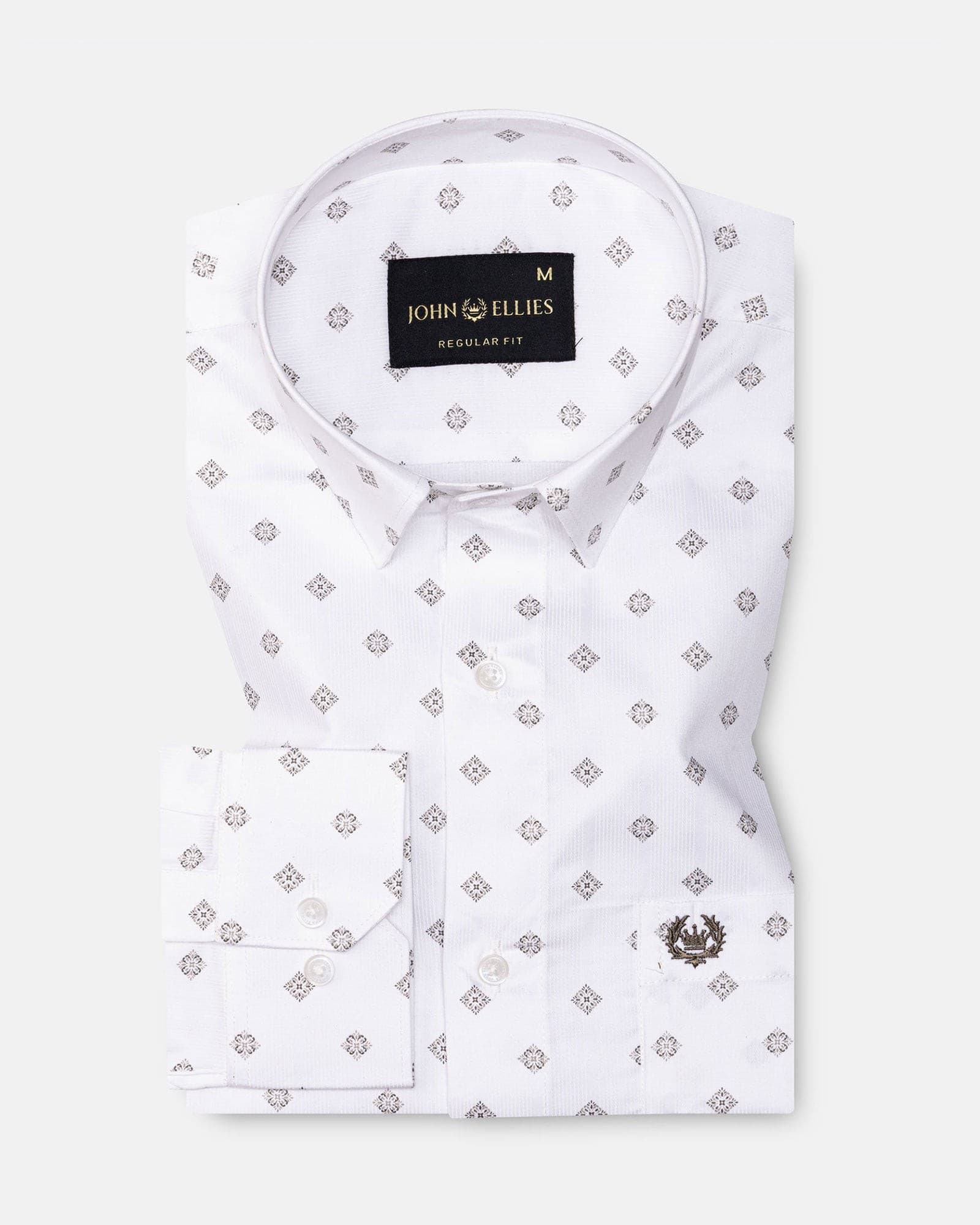 Santry Brown Geometric Printed Cotton Shirt