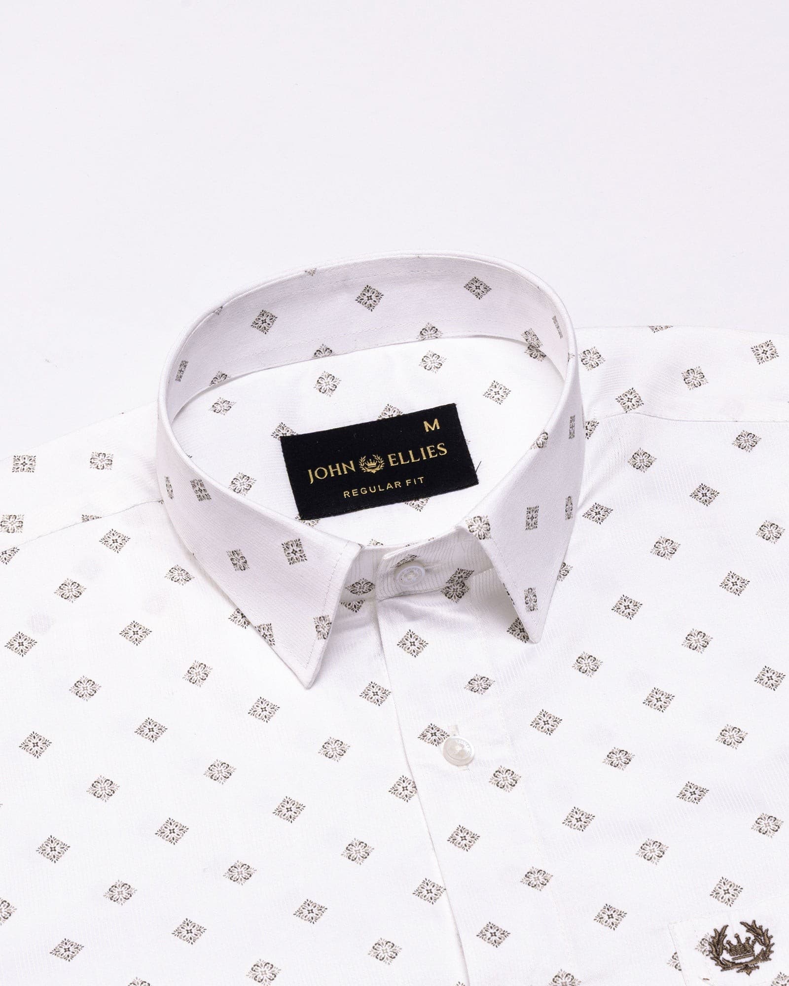 Santry Brown Geometric Printed Cotton Shirt