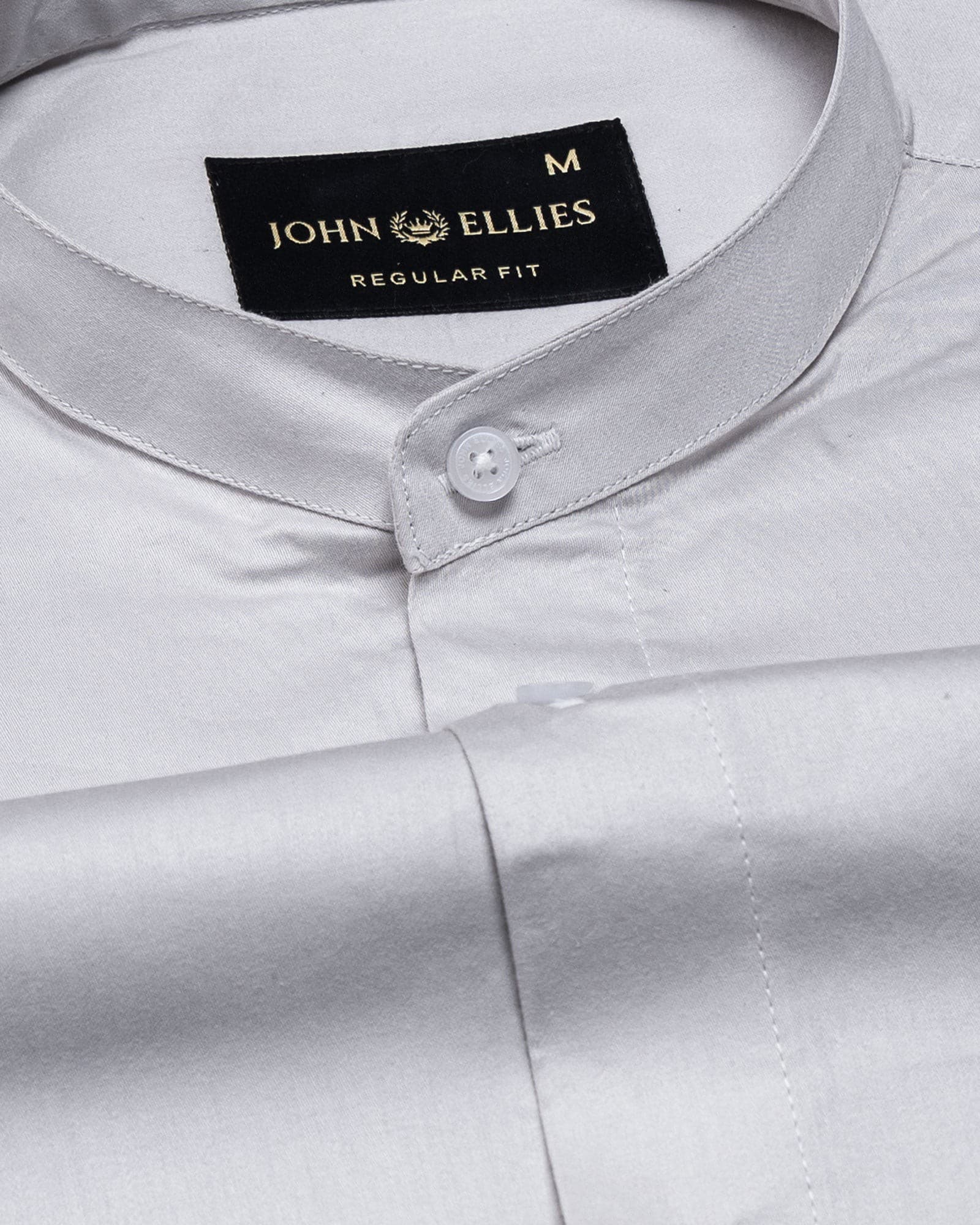 Arden Silver Plain Mandarin Giza Cotton Shirt