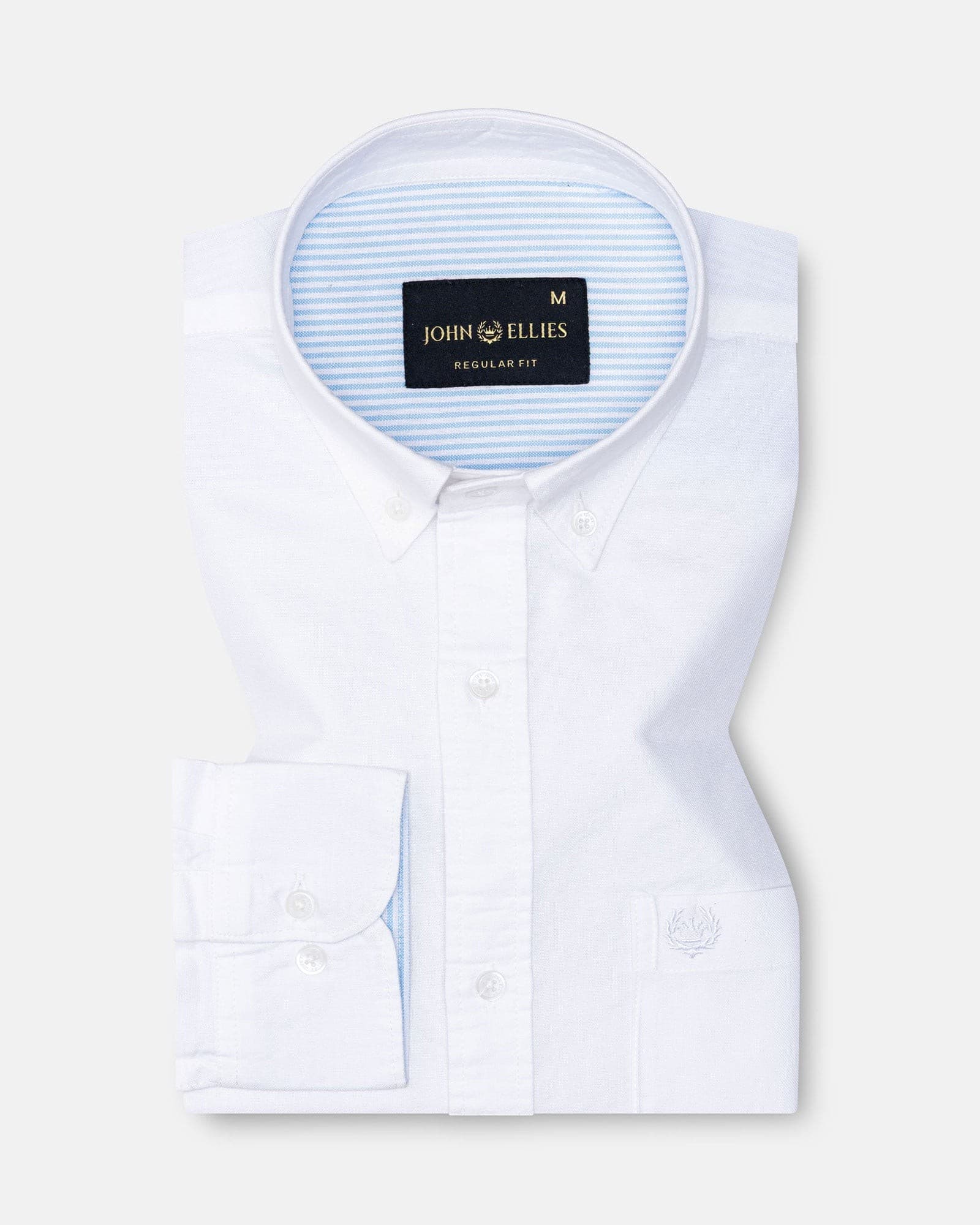 Hicker White Plain Button Down Oxford Cotton Shirt