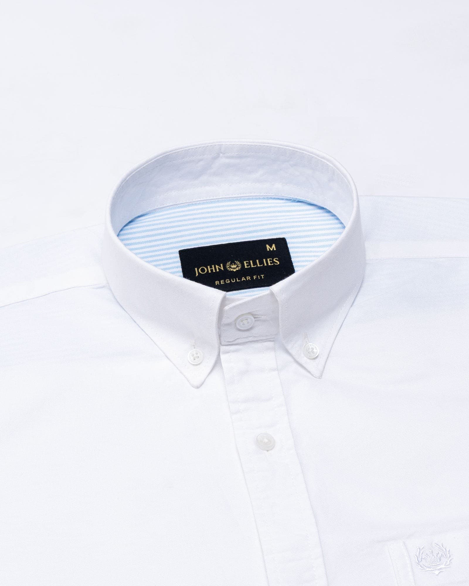 Hicker White Plain Button Down Oxford Cotton Shirt