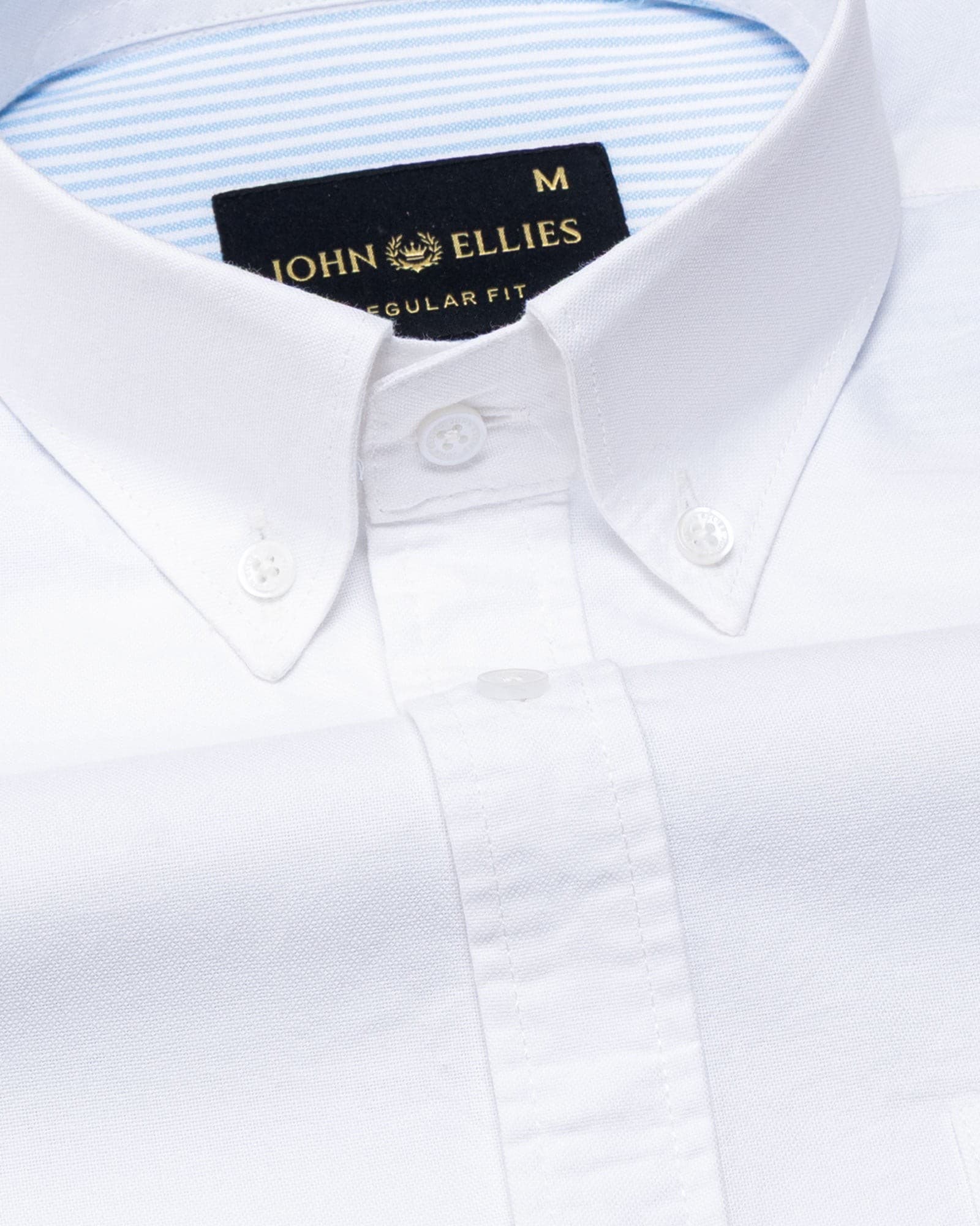 Hicker White Plain Button Down Oxford Cotton Shirt