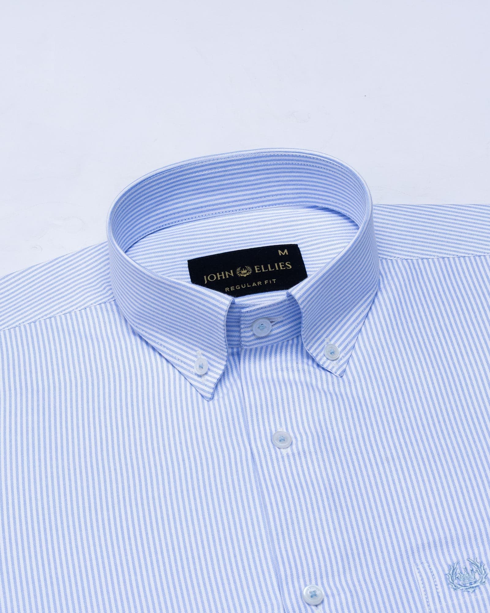 Zanrix Sky Blue Stripe Button Down Oxford Cotton Shirt