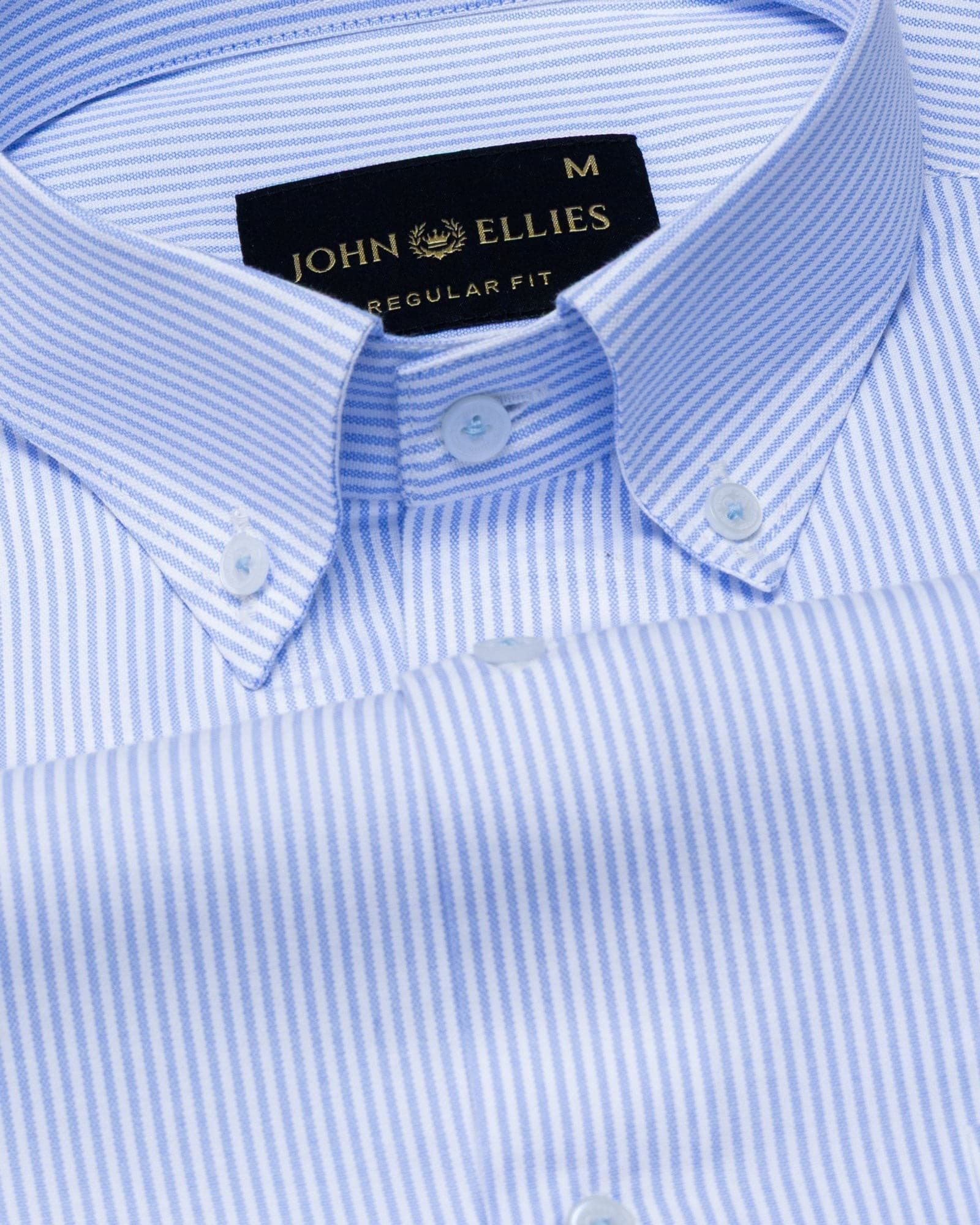 Zanrix Sky Blue Stripe Button Down Oxford Cotton Shirt