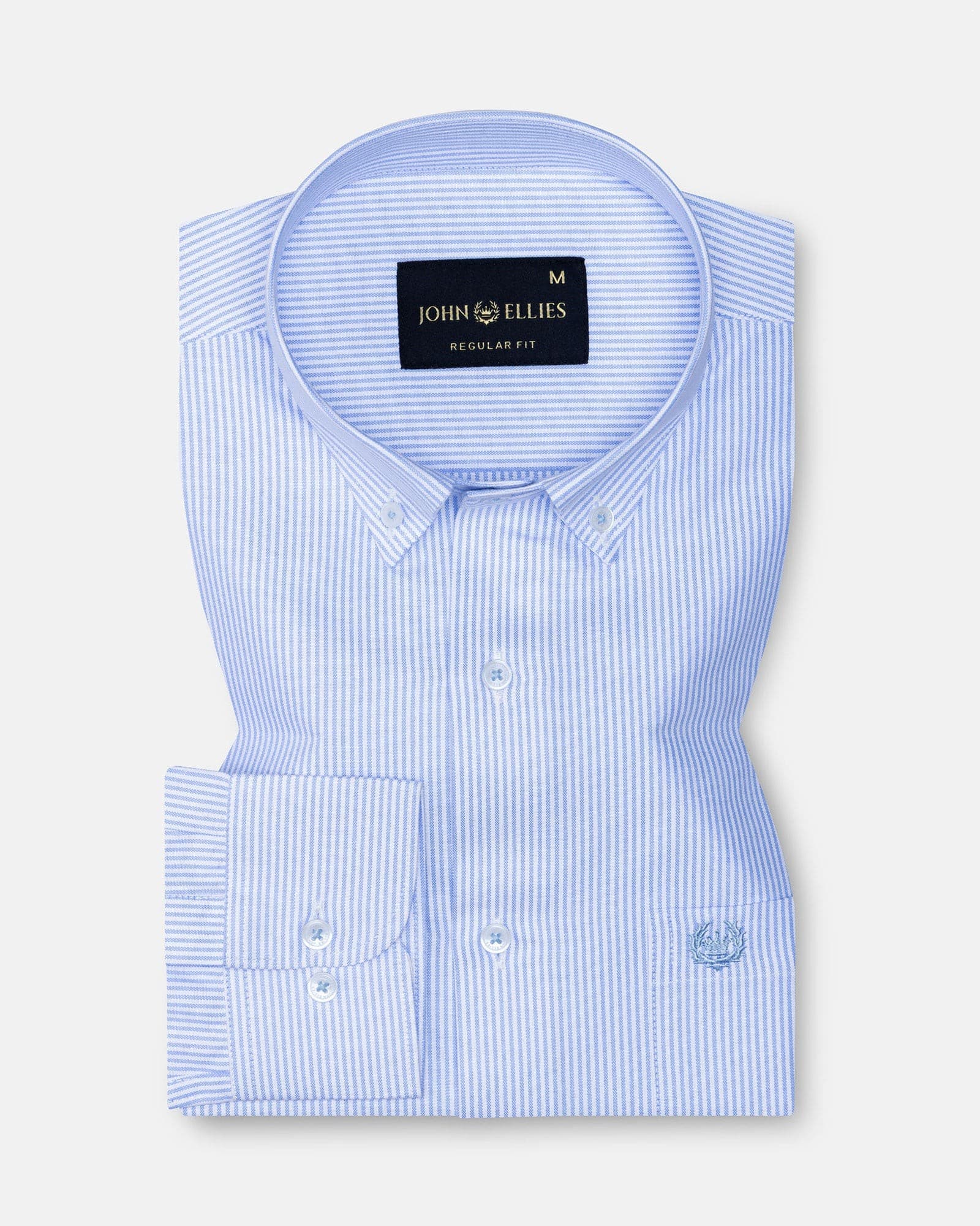 Zanrix Sky Blue Stripe Button Down Oxford Cotton Shirt