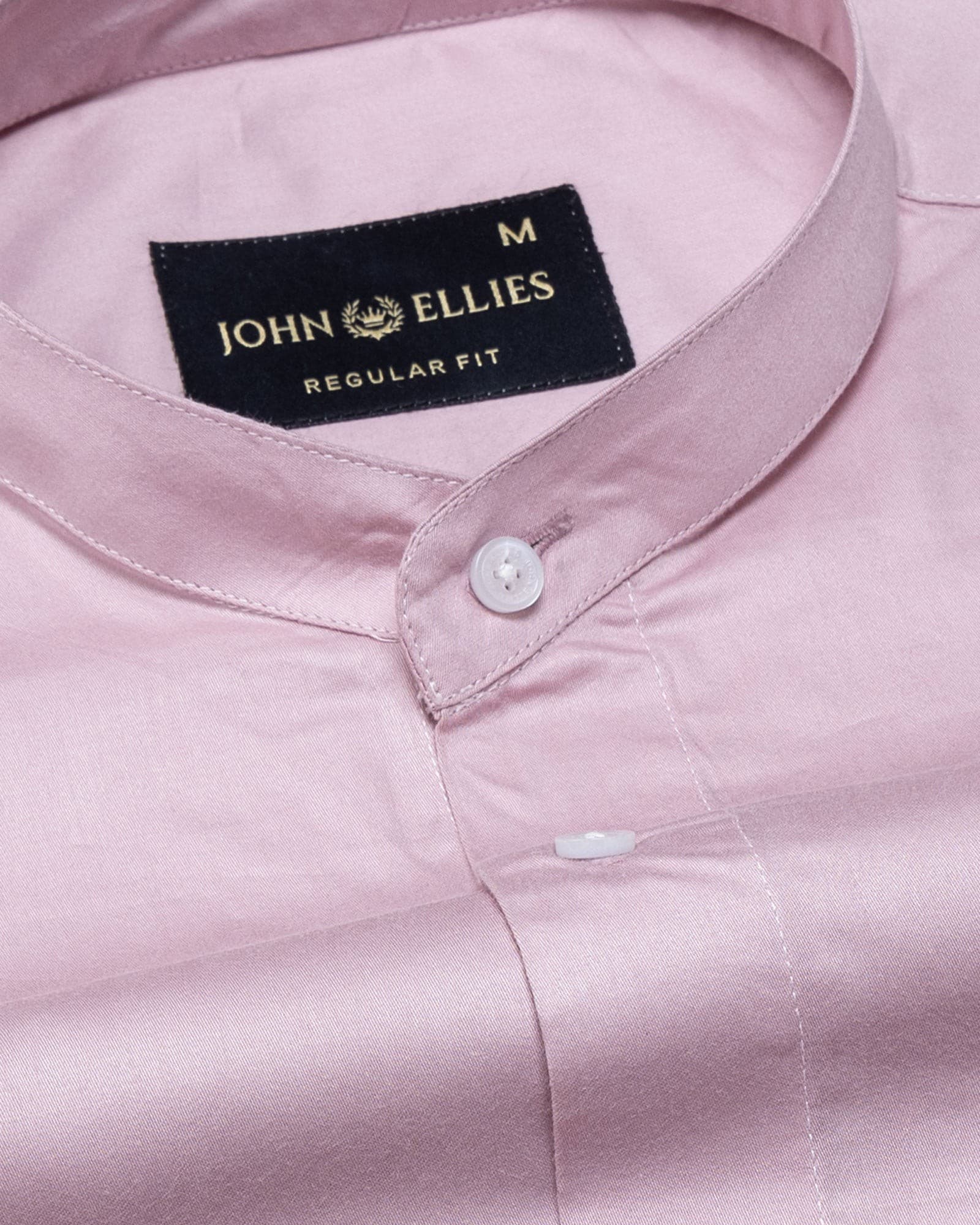 Arden Pink Plain Mandarin Giza Cotton Shirt