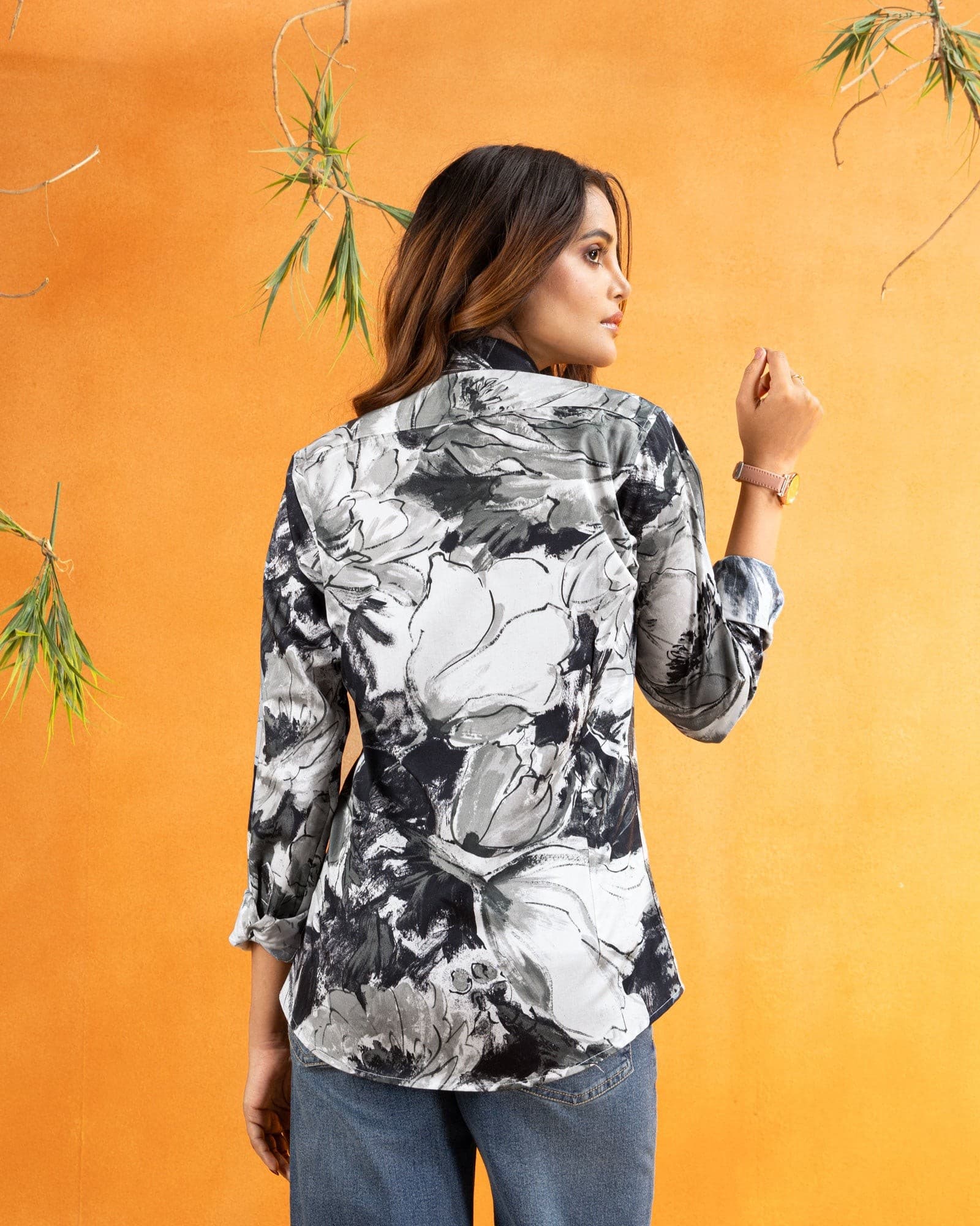 Bloom Green Design Cotton Women Shirt