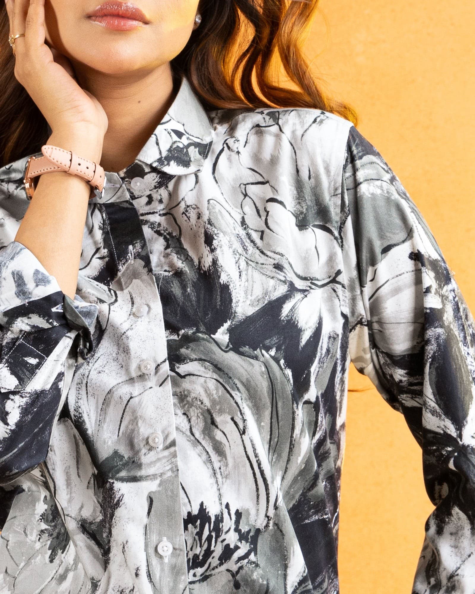 Bloom Green Design Cotton Women Shirt