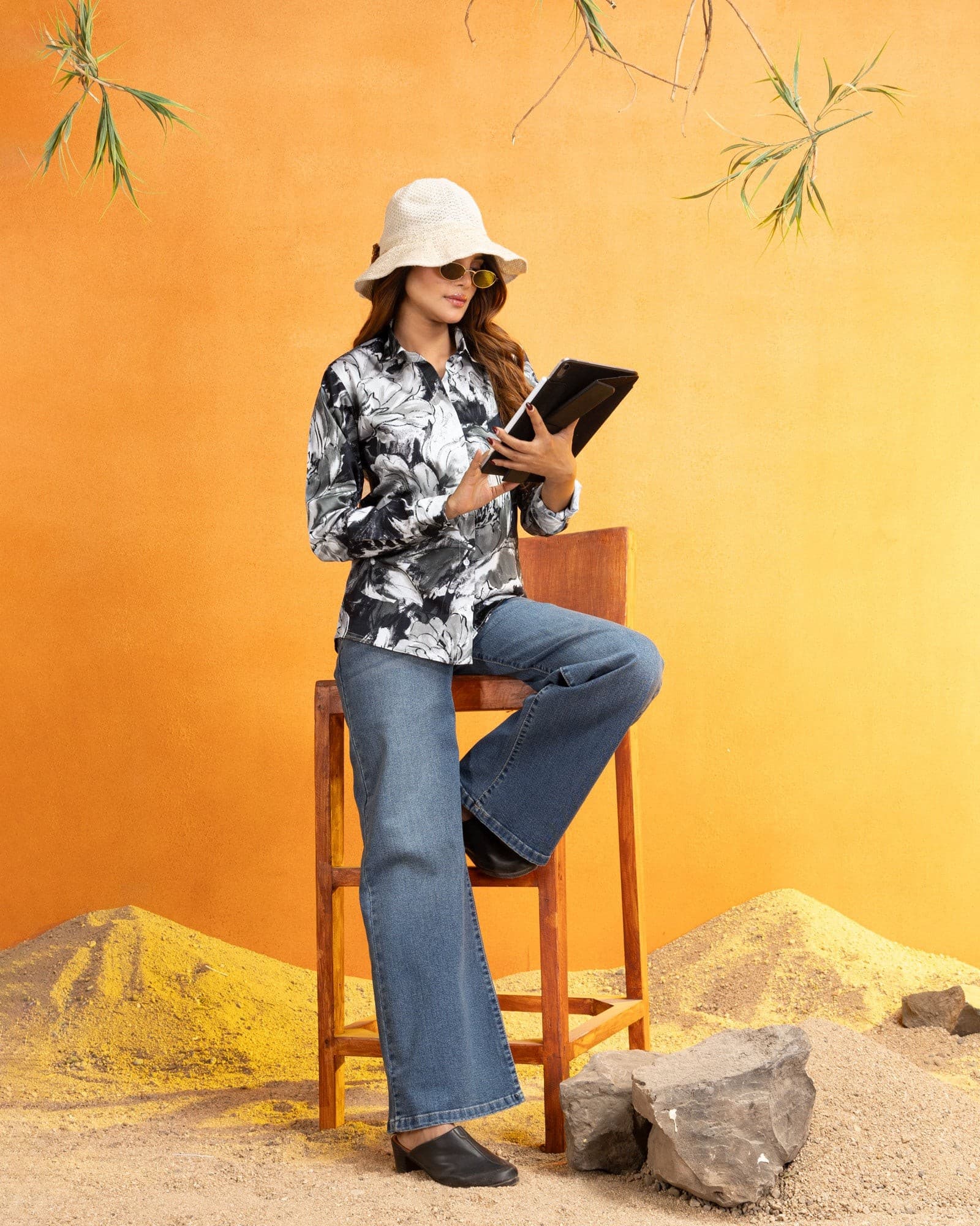 Bloom Green Design Cotton Women Shirt