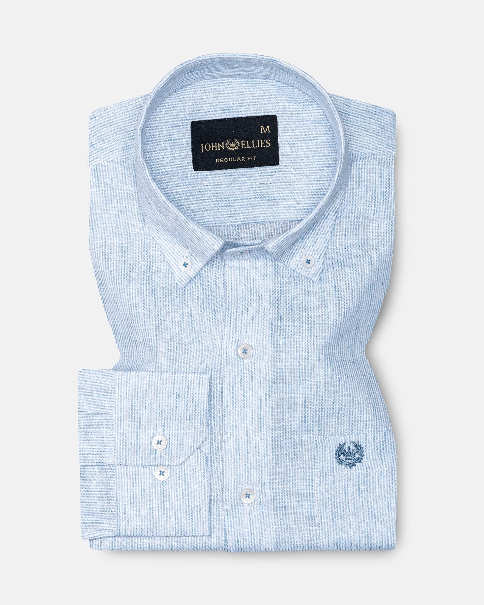 Macbeth Sky Blue Stripe Button Down Linen Shirt