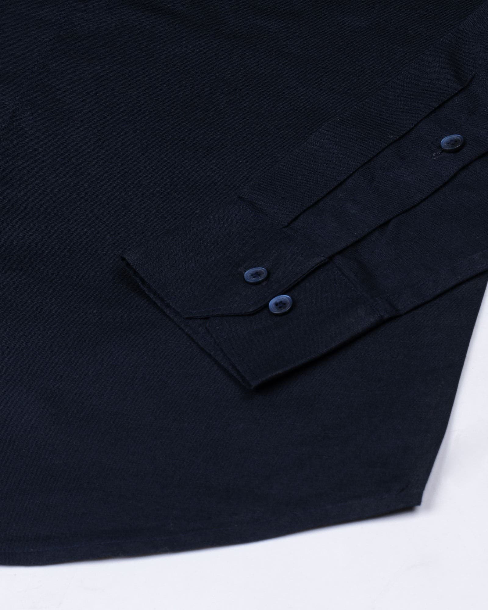 Amess Navy Blue Plain Linen Shirt