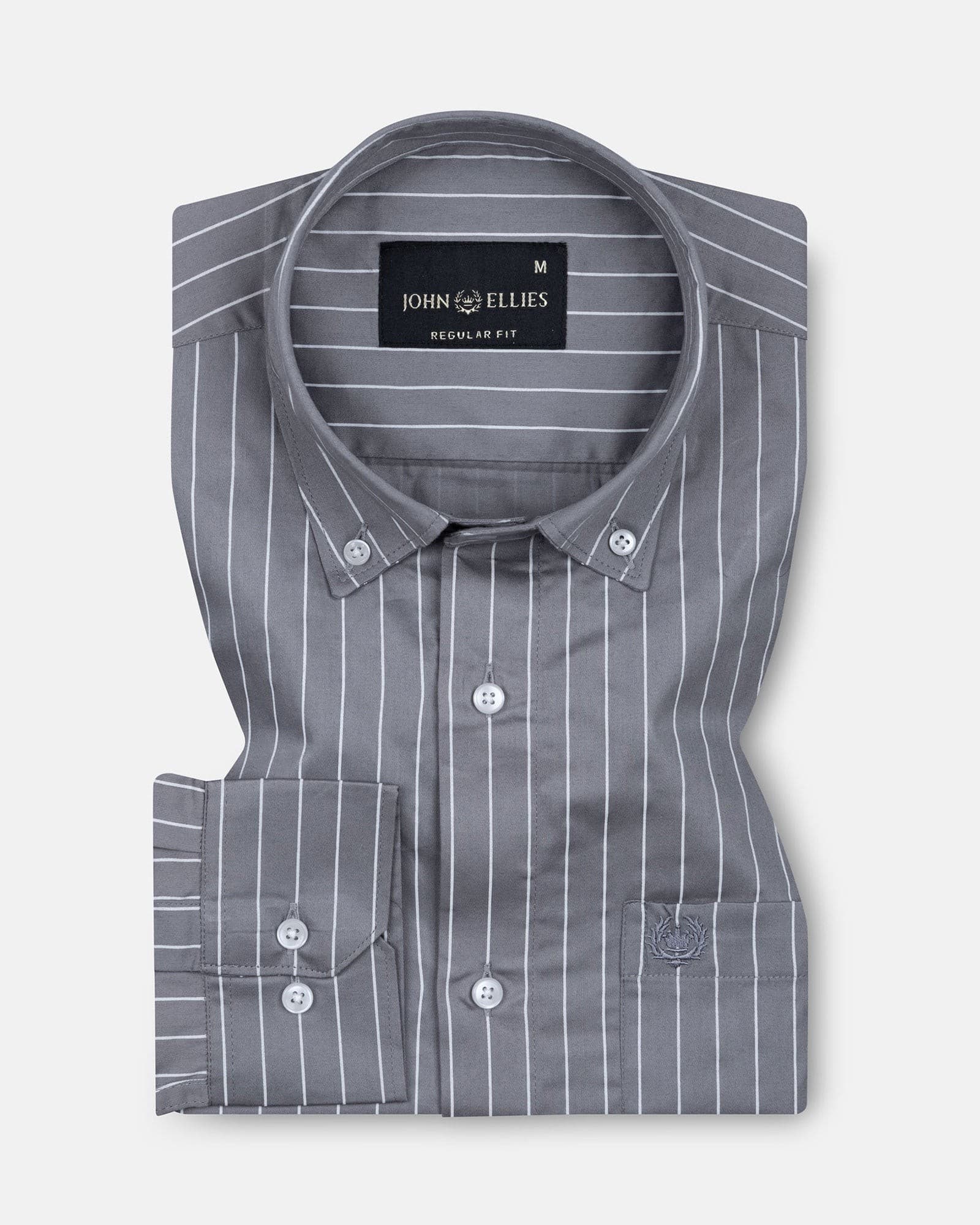 Orter Grey Stripes Button Down Premium Cotton Shirt