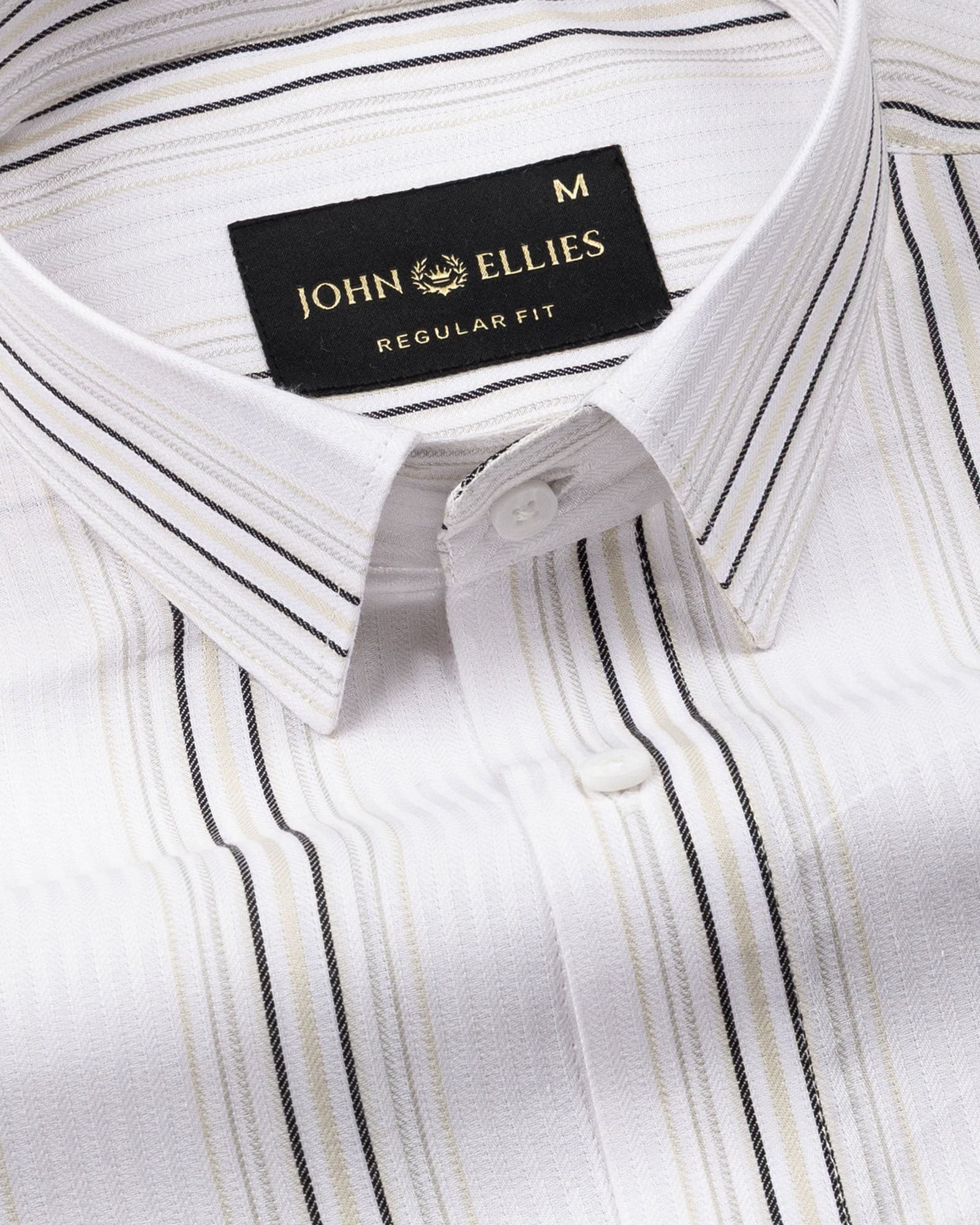 Rownin White Cotton Stripes Shirt