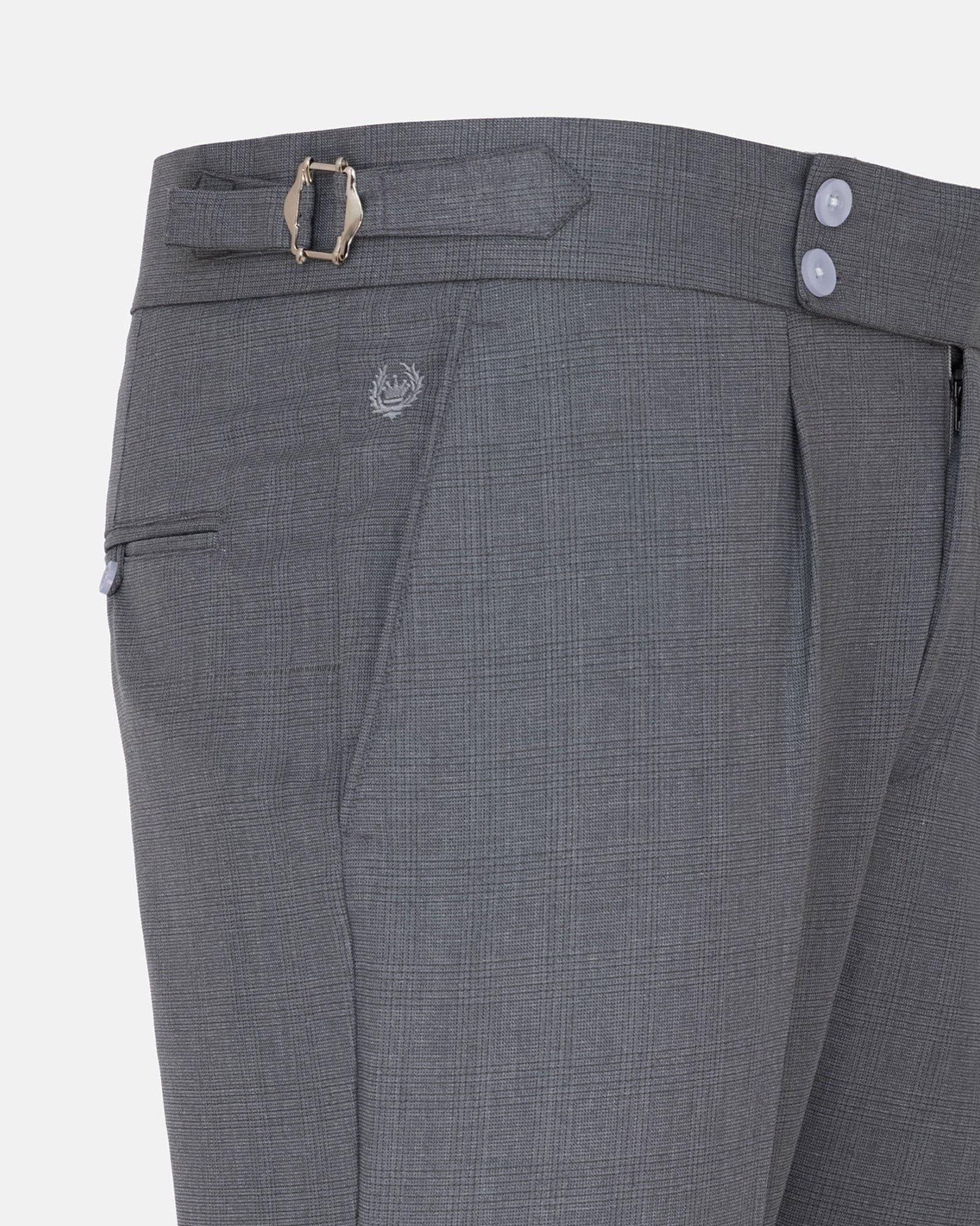 Vittorio Silver Checked Formal Single Pleated Italian Pant