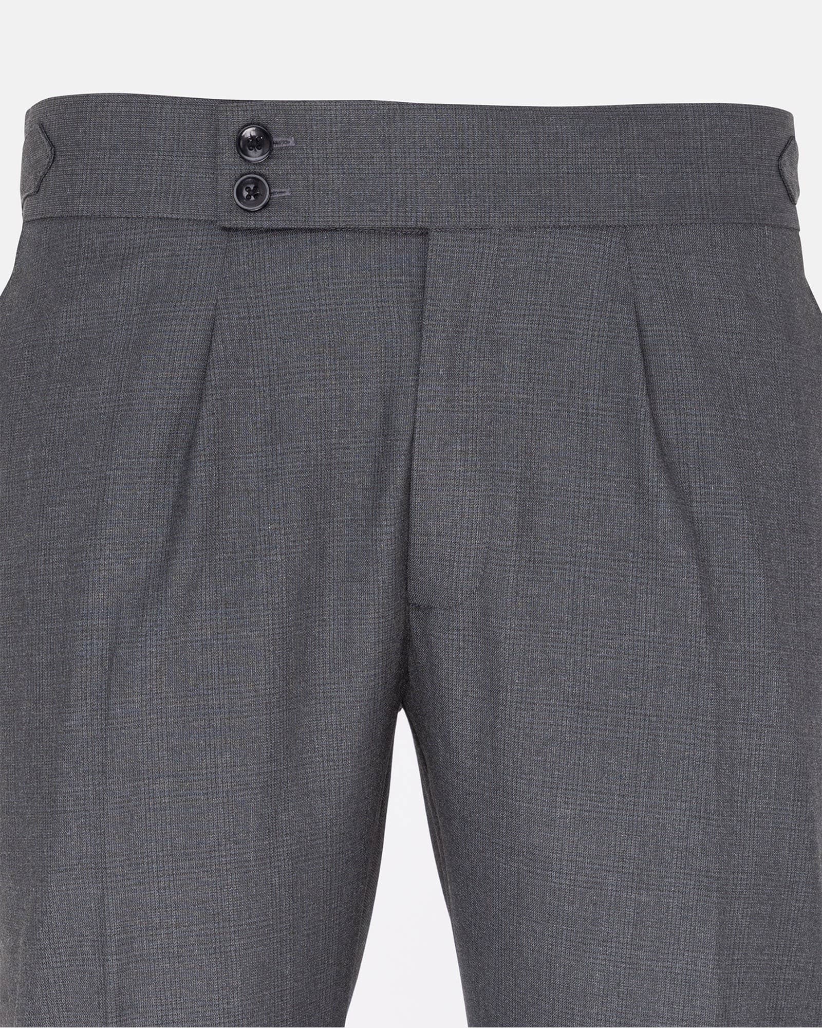 Vittorio Grey Checked Formal Single Pleated Italian Pant