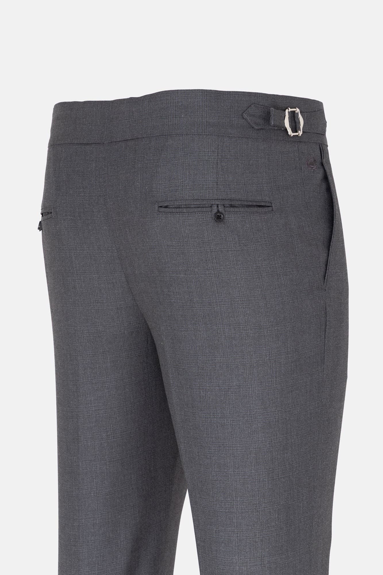 Vittorio Grey Checked Formal Single Pleated Italian Pant