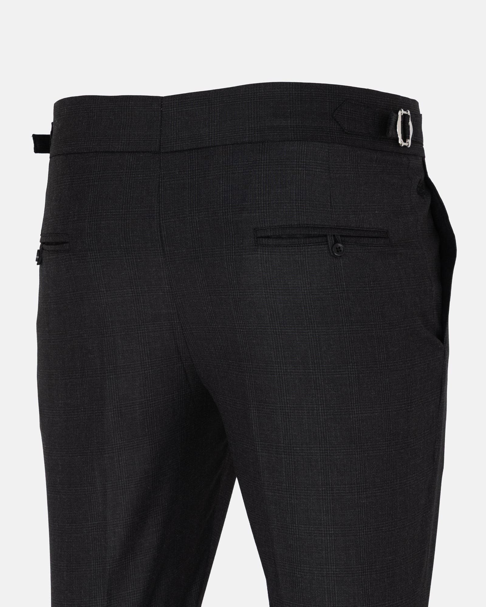 Vittorio Black Checked Formal Single Pleated Italian Pant
