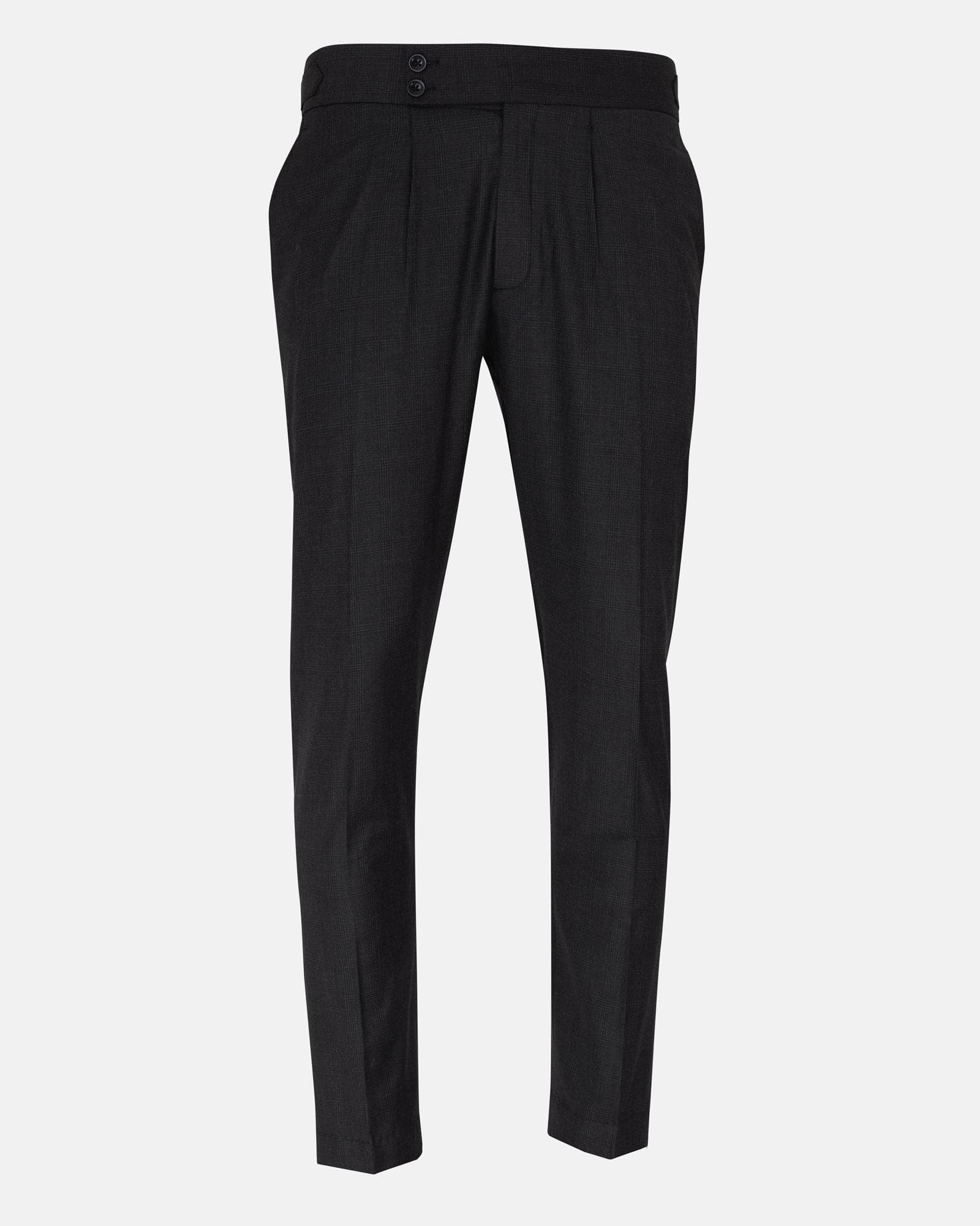 Vittorio Black Checked Formal Single Pleated Italian Pant