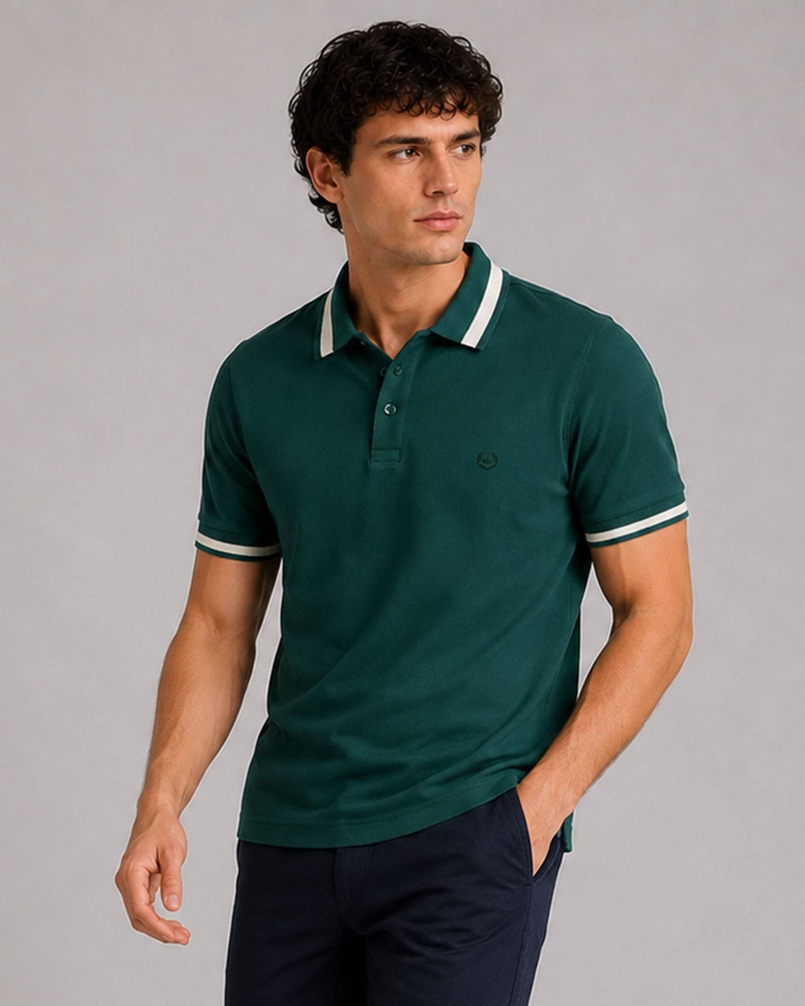Marfill Green Cotton Polo T-Shirt