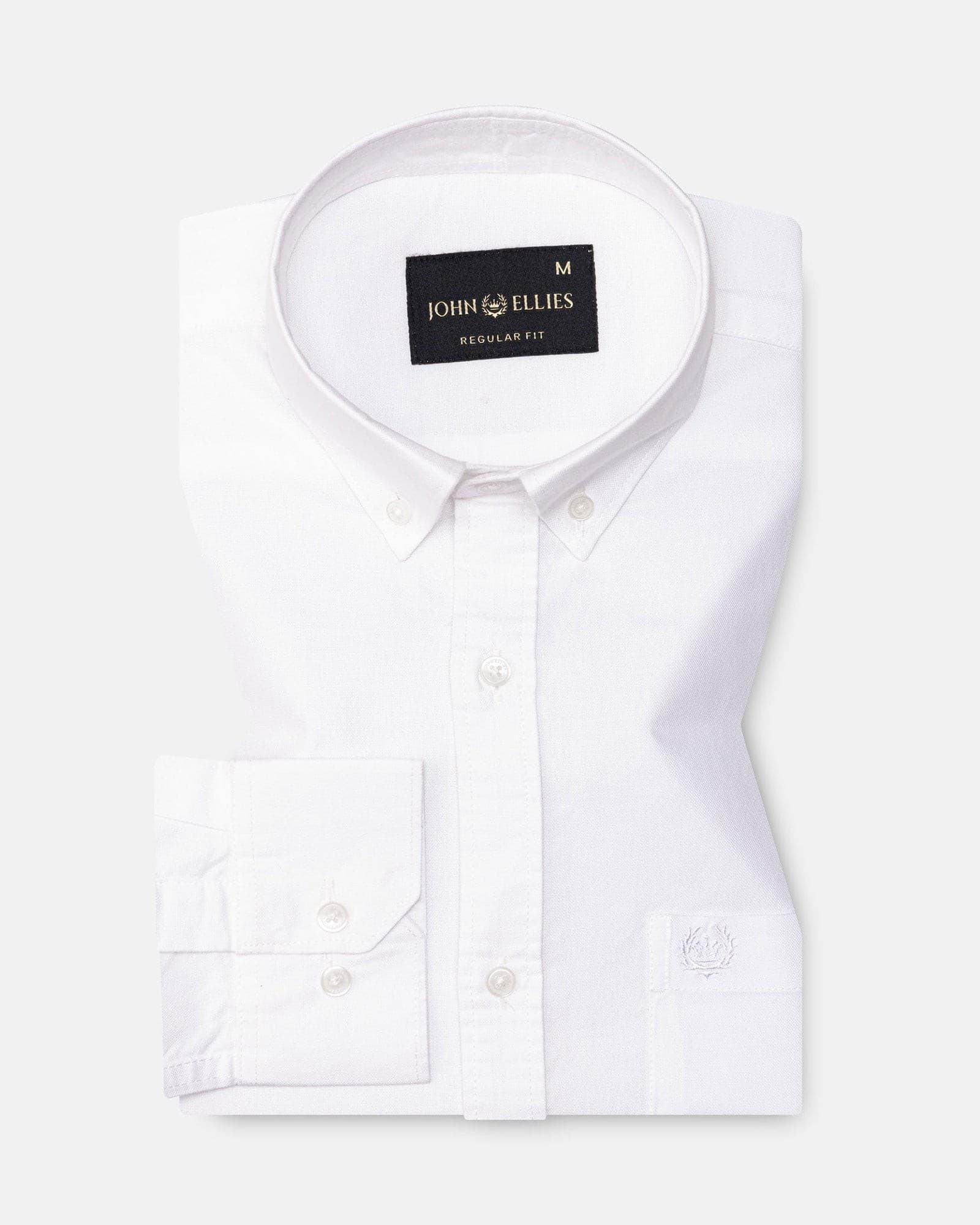 Regent White Plain Button Down Oxford Cotton Shirt